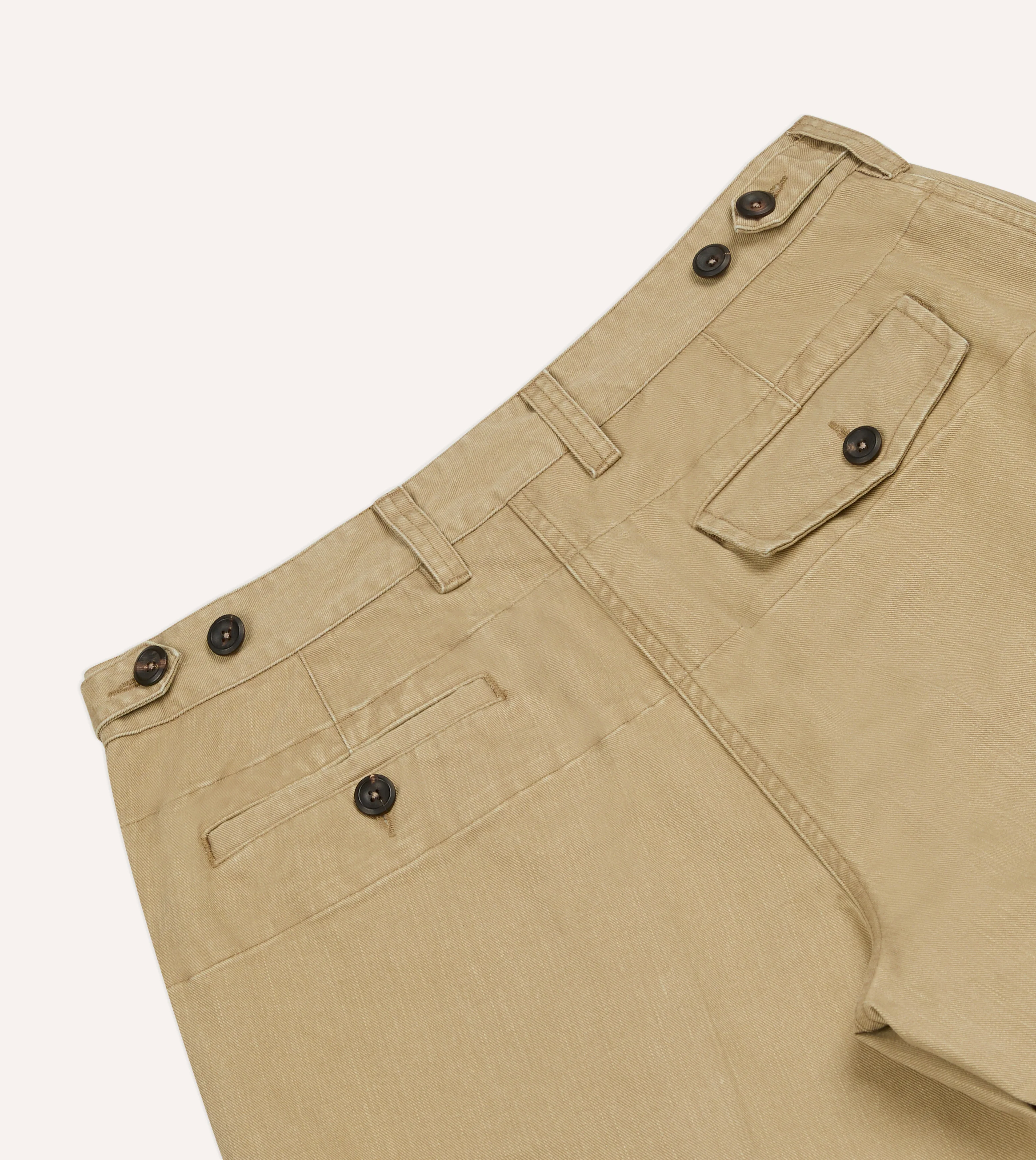 Beige Cotton Wide Leg Single-Pleat Shorts - Image 4