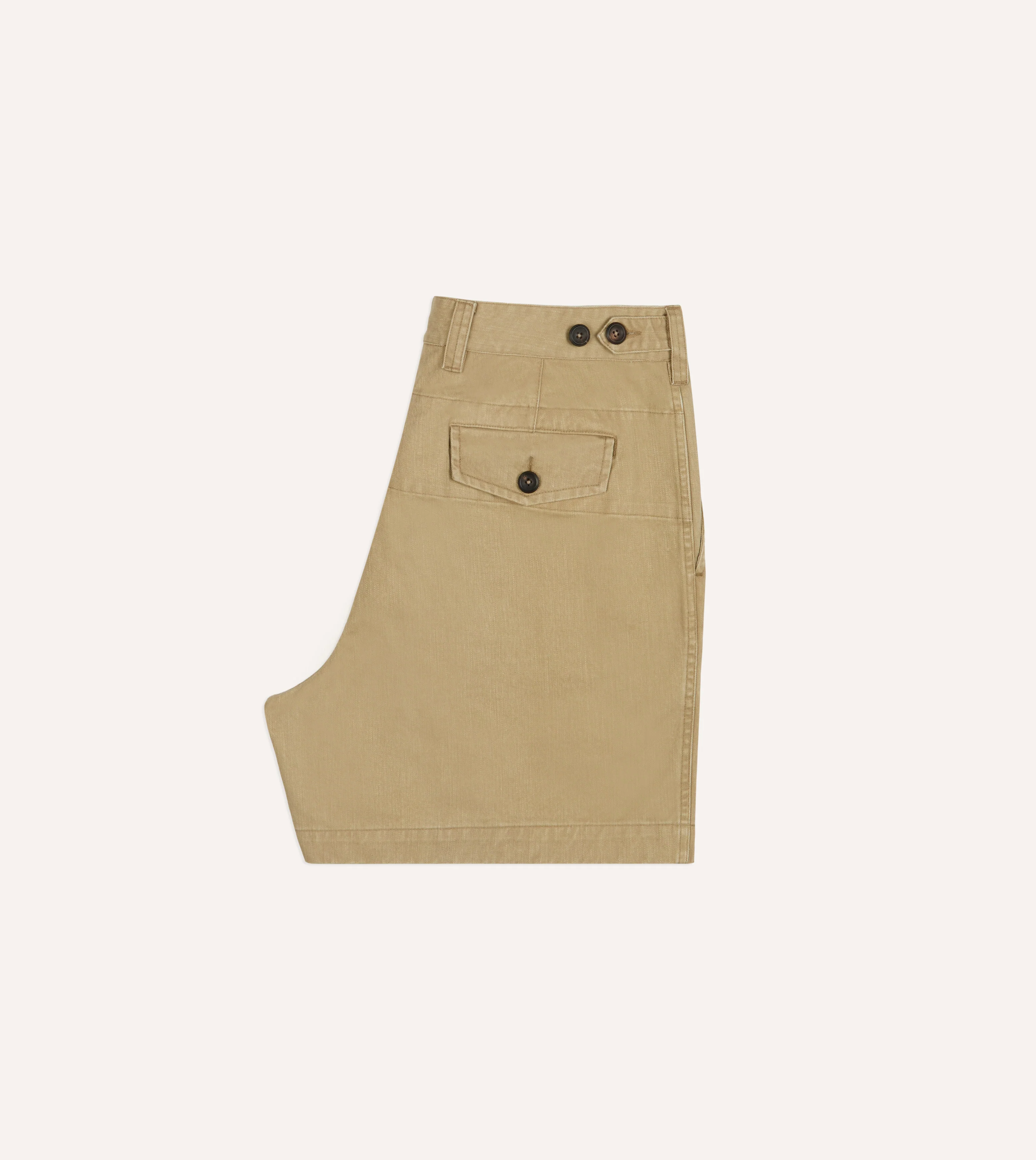 Beige Cotton Wide Leg Single-Pleat Shorts - Image 5