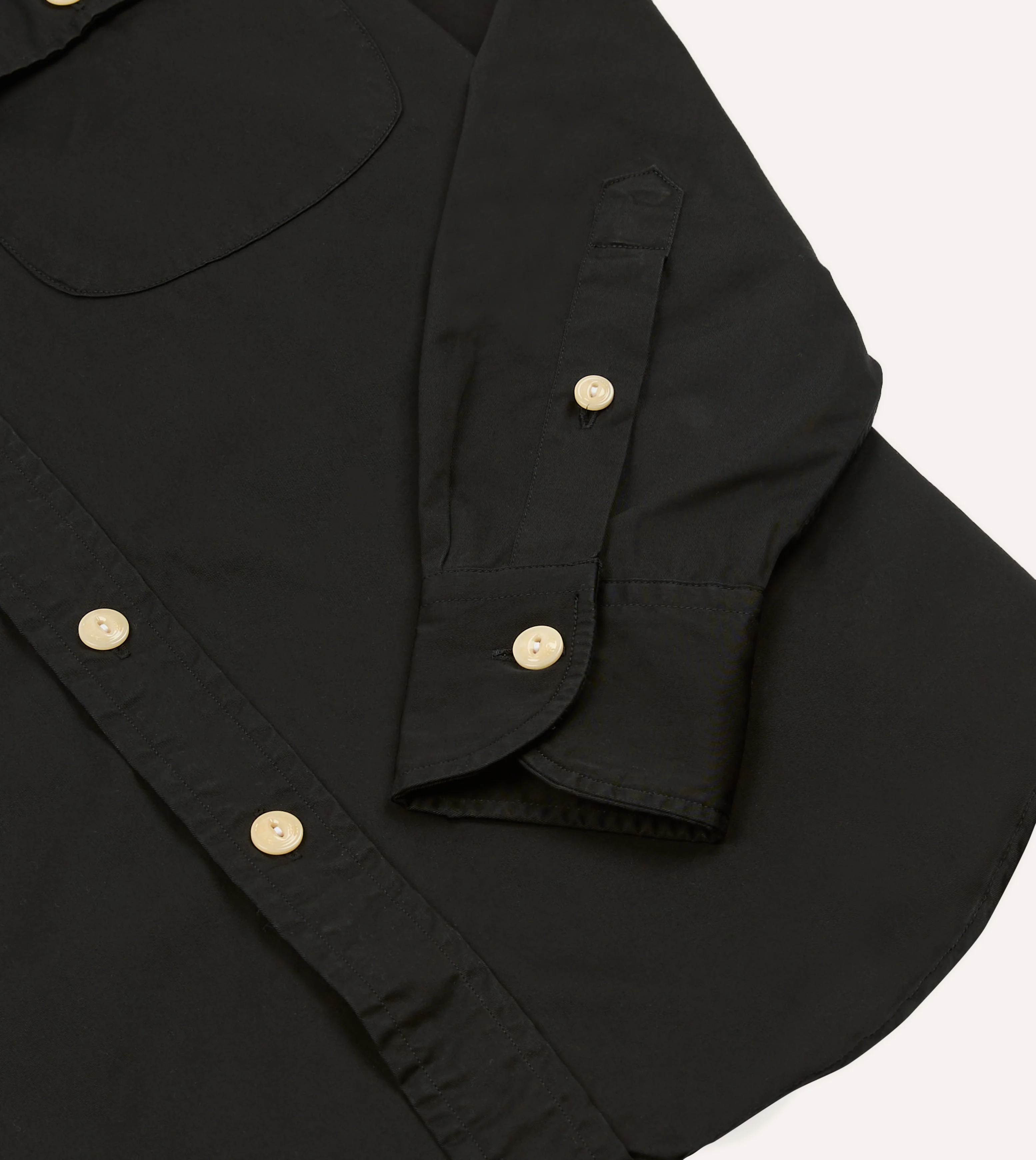 Black Cotton Mandarin Collar Shirt - Image 6
