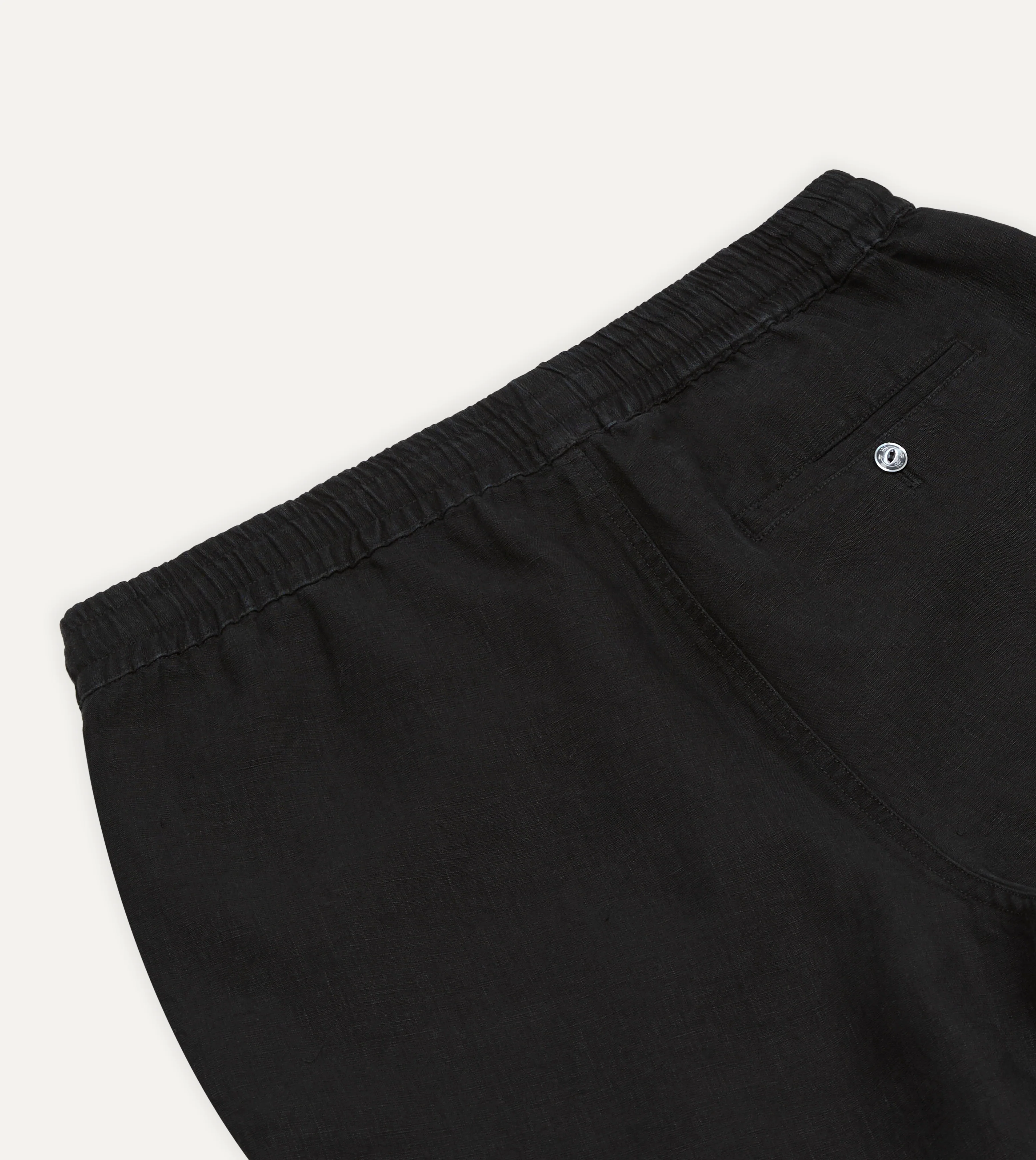 Black Linen Drawstring Shorts - Image 4