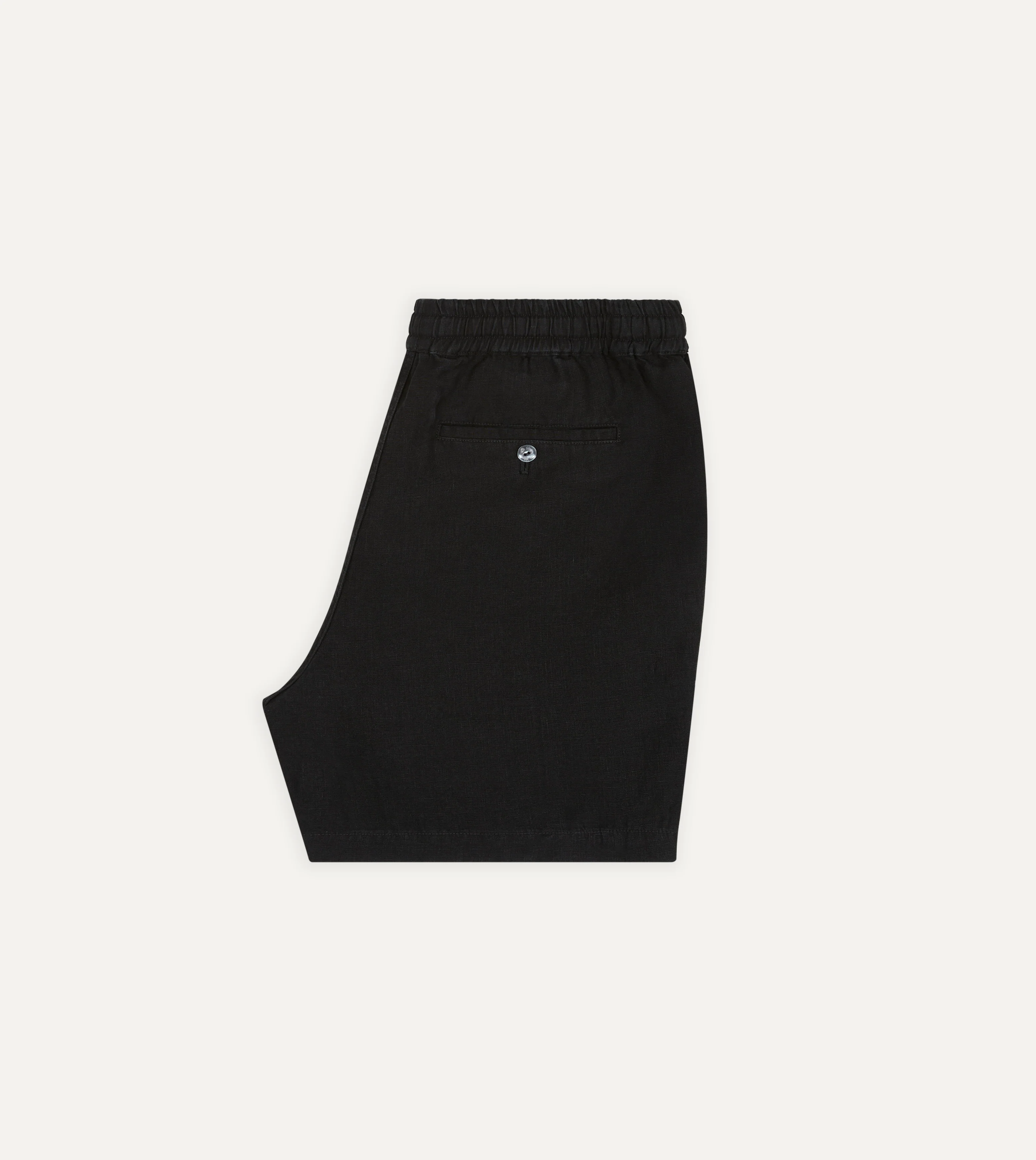 Black Linen Drawstring Shorts - Image 5