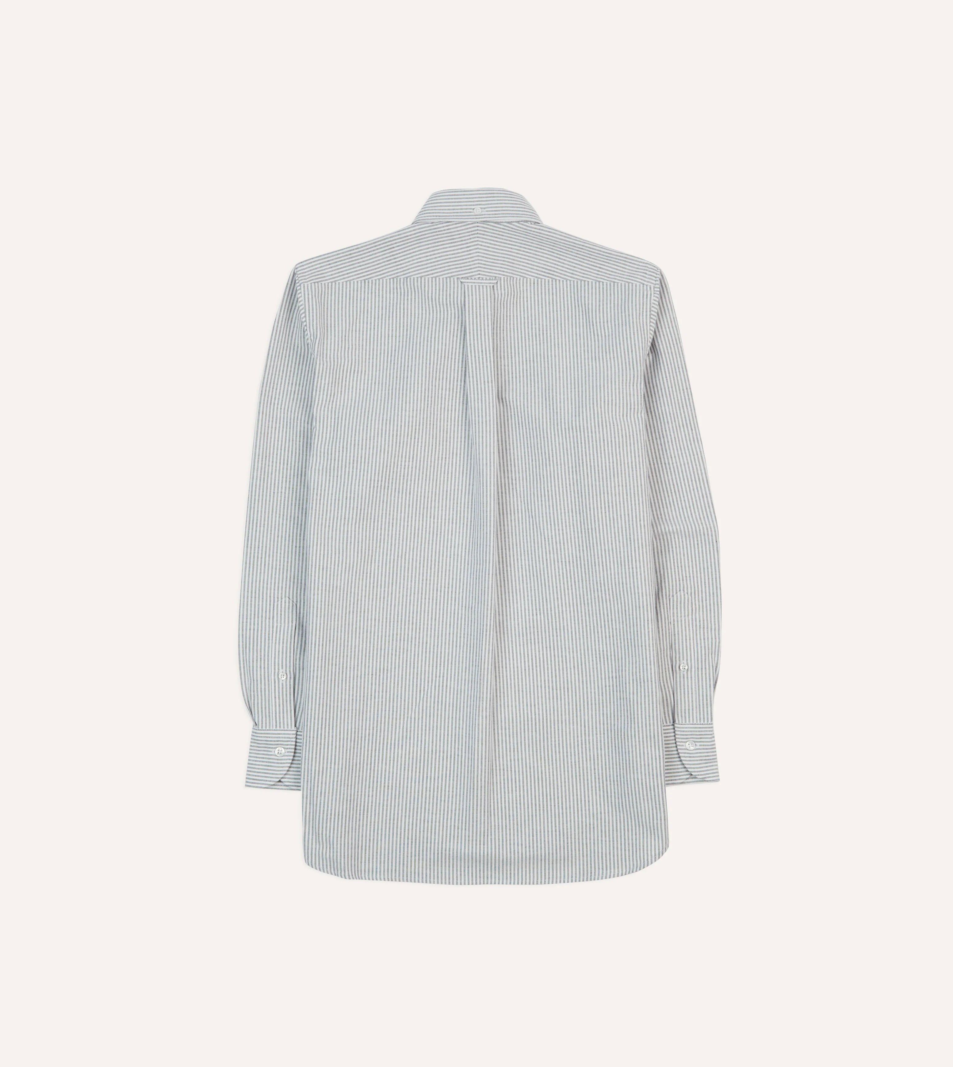 Black Ticking Stripe Cotton Oxford Cloth Button-Down Shirt - Image 6