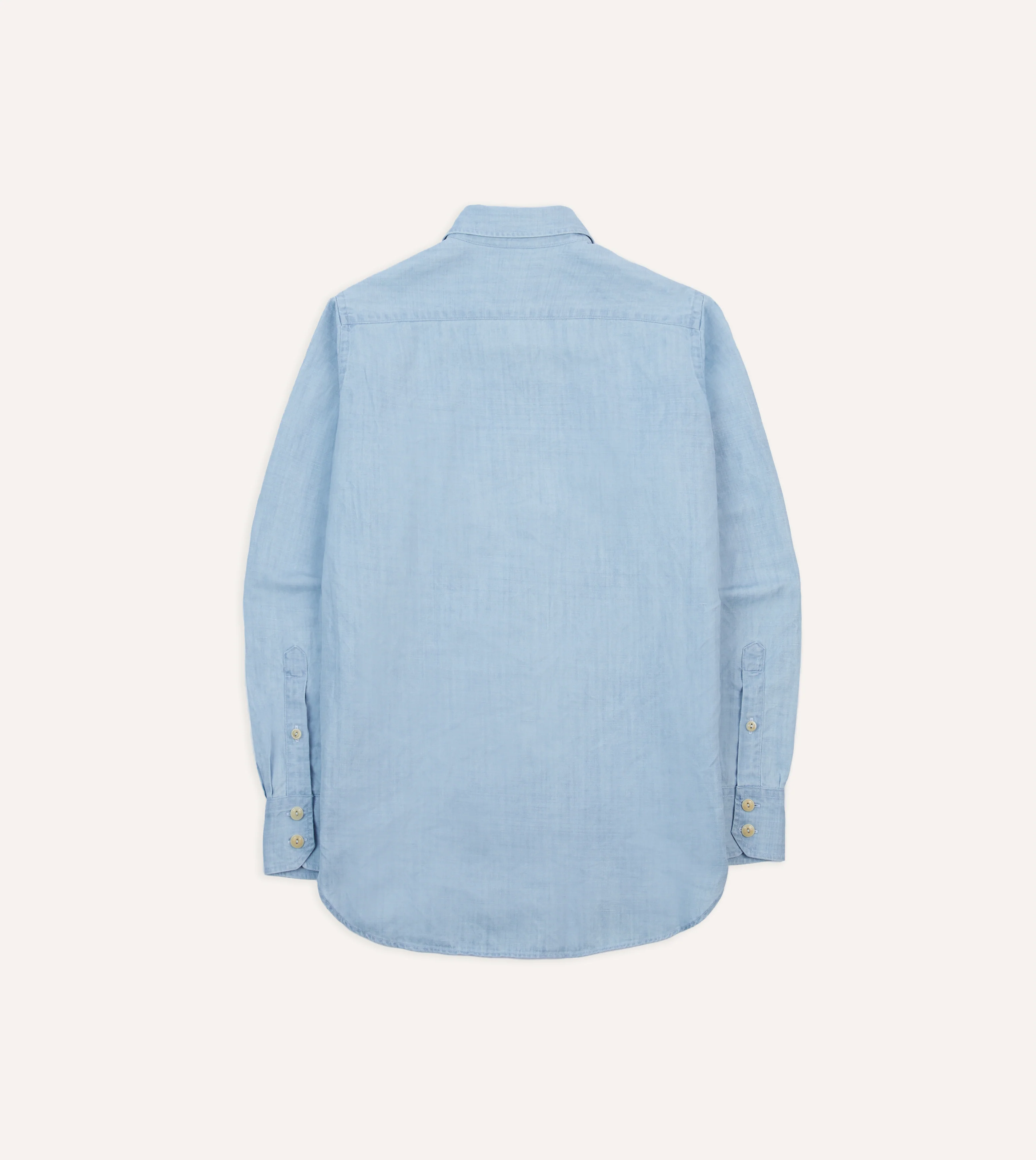 Bleach Wash Cotton-Linen Long Point Collar Work Shirt - Image 6