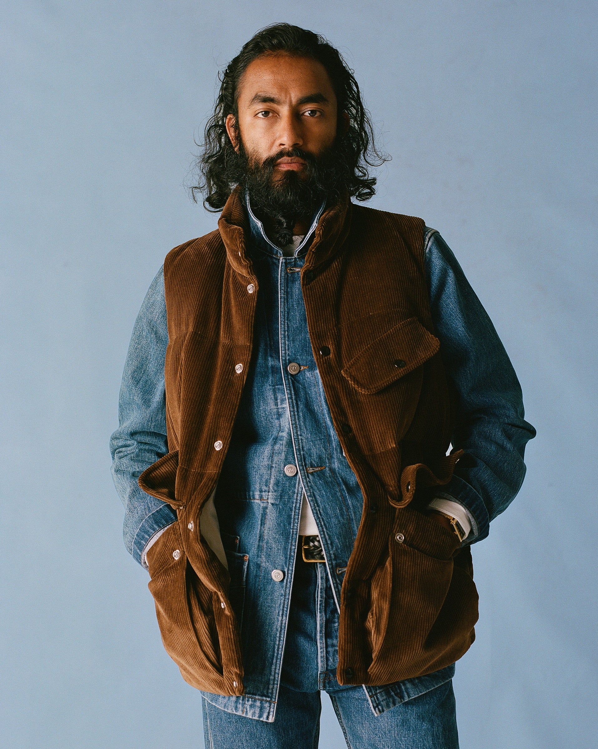 Bleach Wash Selvedge Denim Five-Pocket Chore Jacket - Image 8