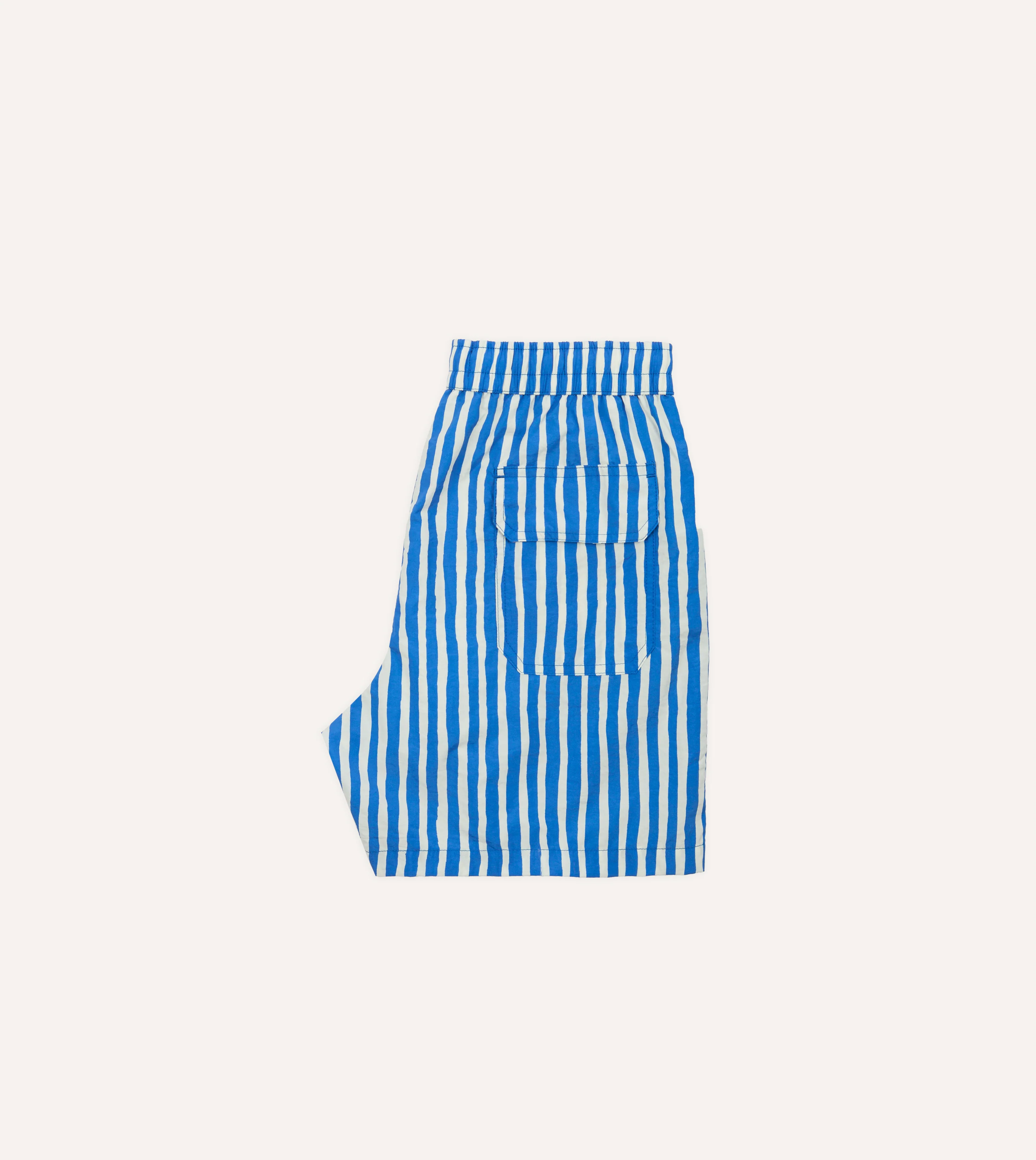 Blue Stripe Print Nylon Drawstring Swim Shorts - Image 7