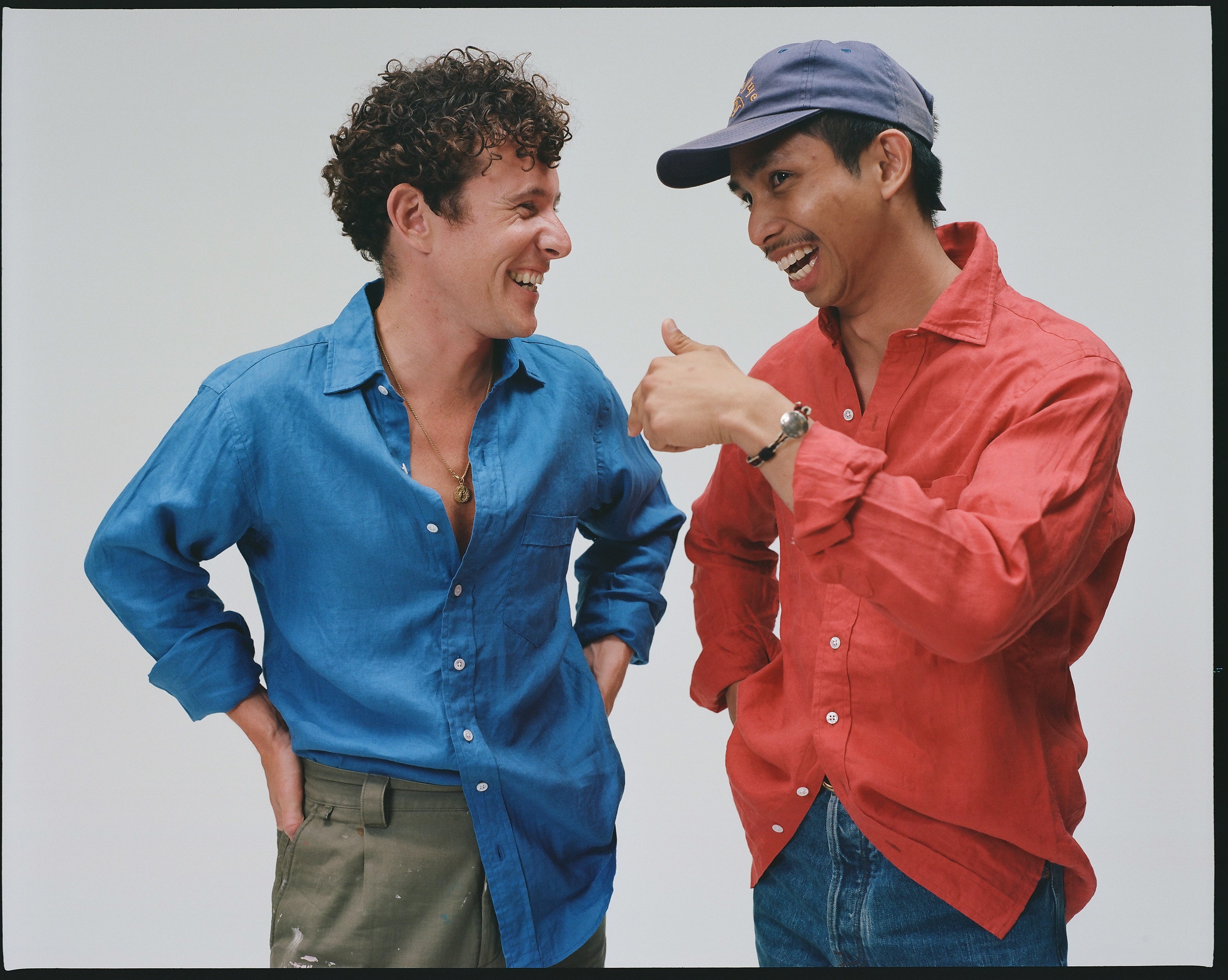 Bright Navy Linen Spread Collar - Image 6