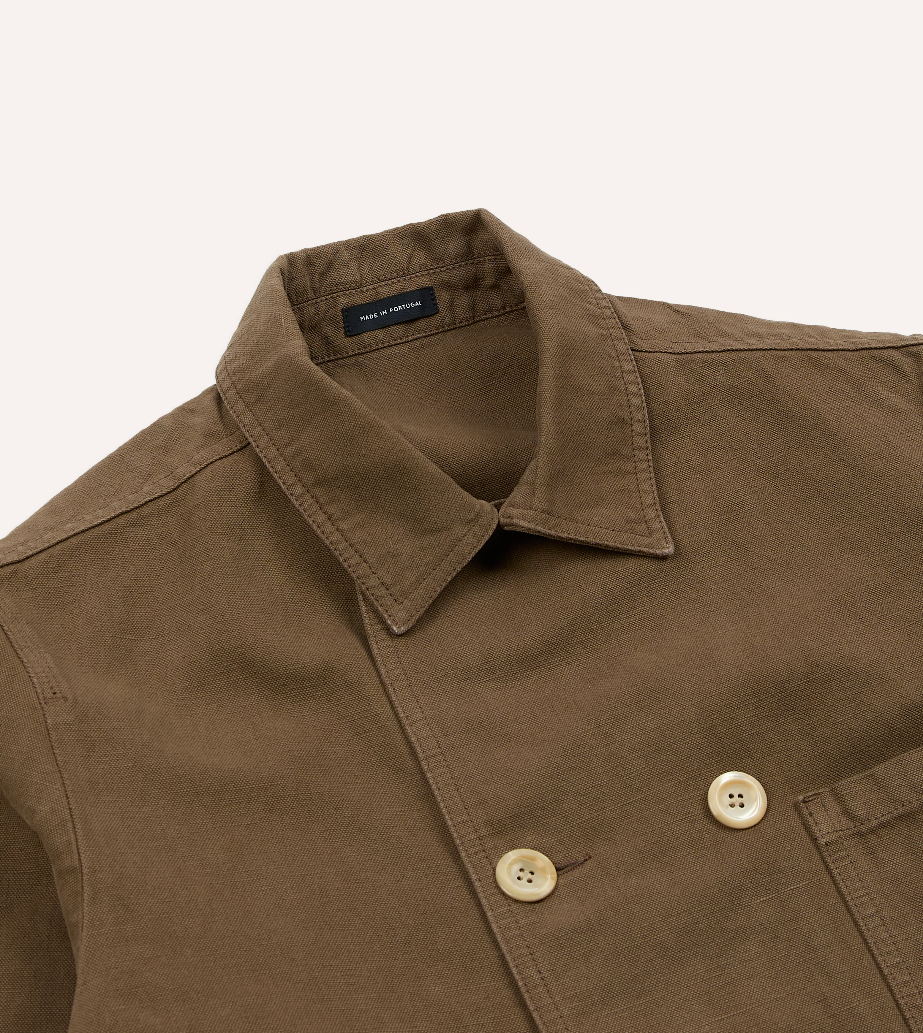 Brown Cotton-Linen Double-Breasted Chore Coat - Image 5