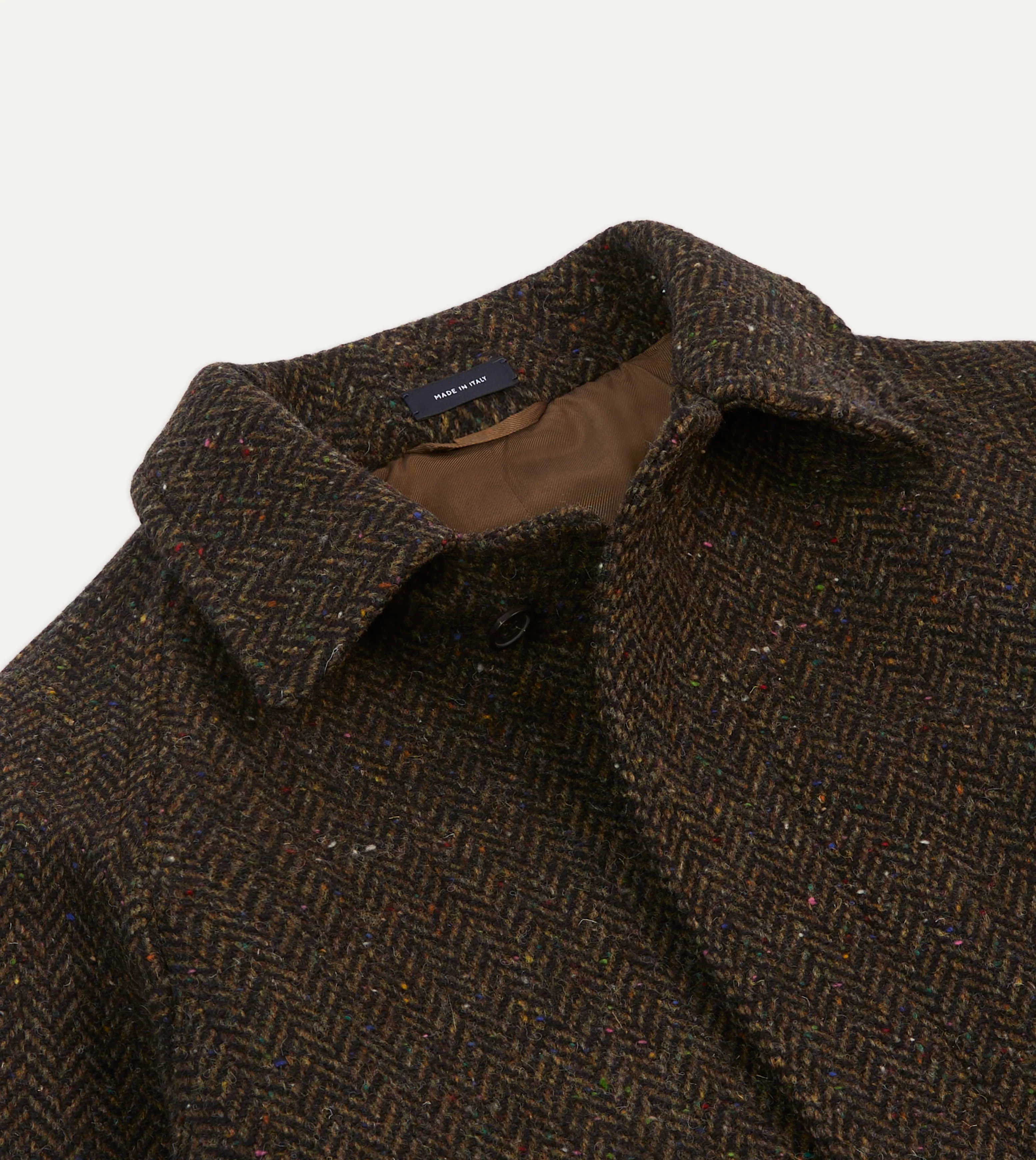 Brown Herringbone Wool Raglan Coat - Image 3