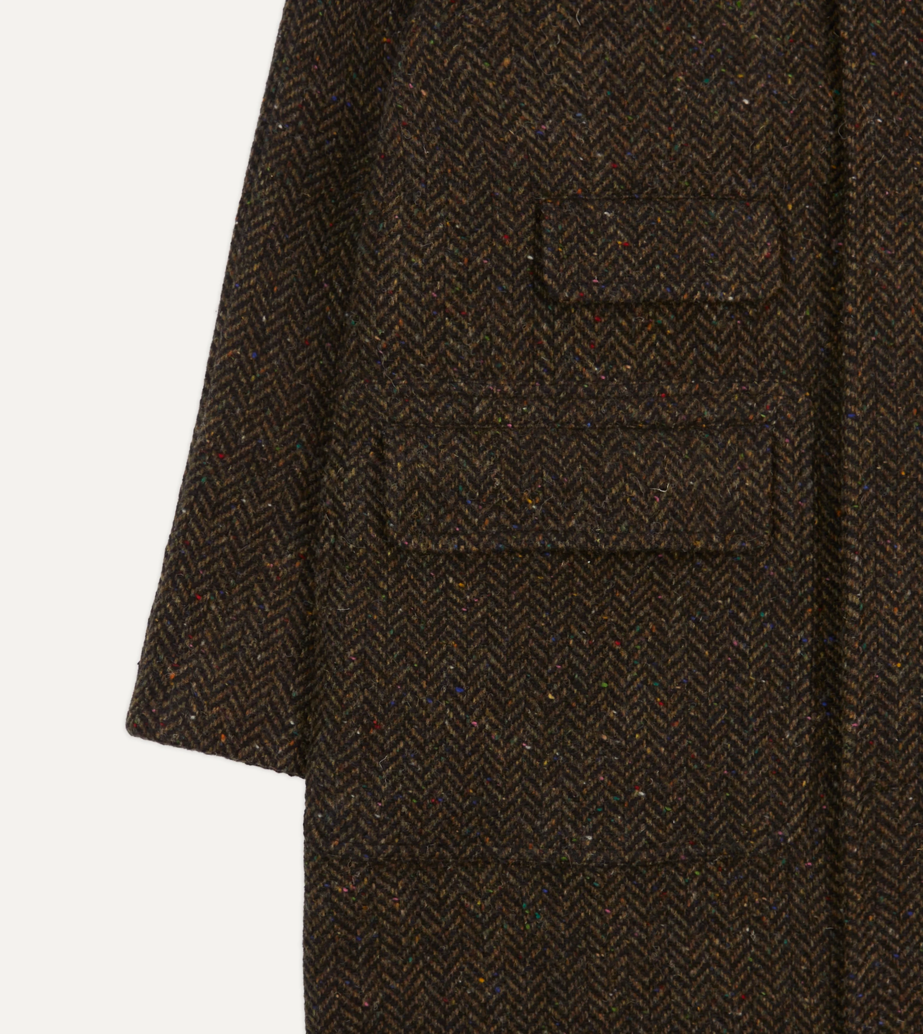 Brown Herringbone Wool Raglan Coat - Image 5