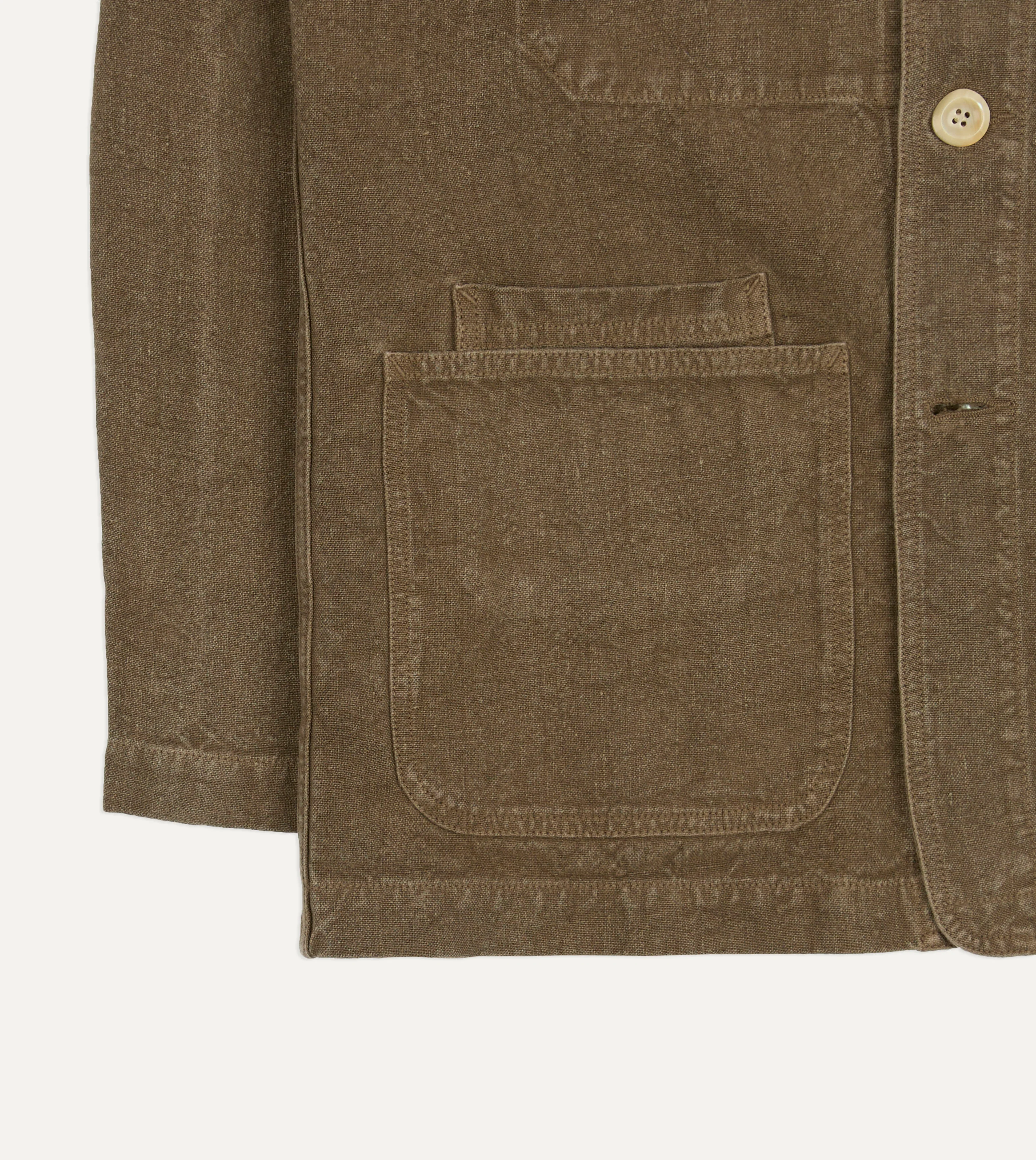 Brown Linen Five-Pocket Chore Jacket - Image 7
