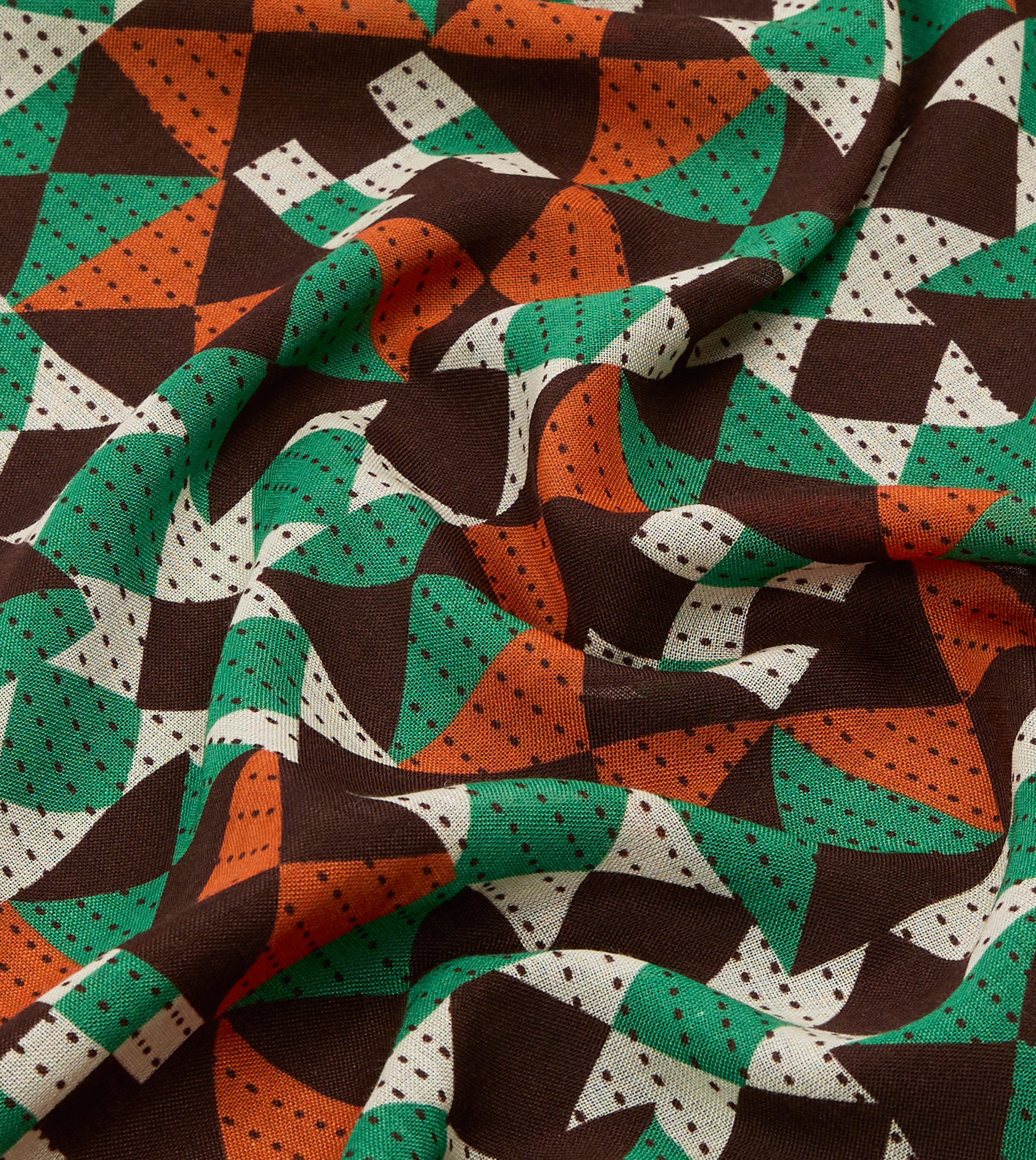 Brown Patchwork Print Wool-Silk Bandana - Image 2