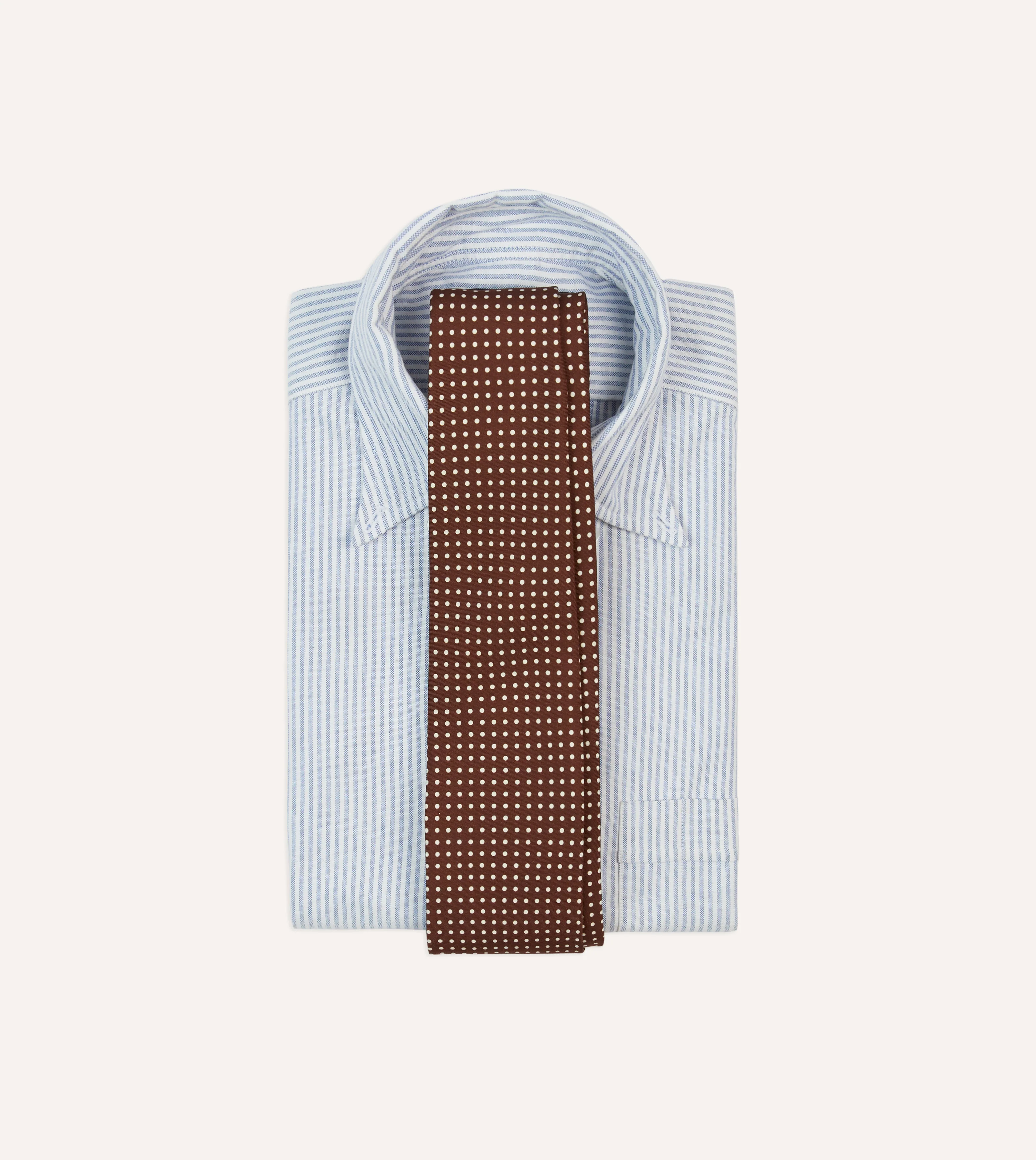 Brown Small Spot Silk Self-Tipped Tie - Image 2