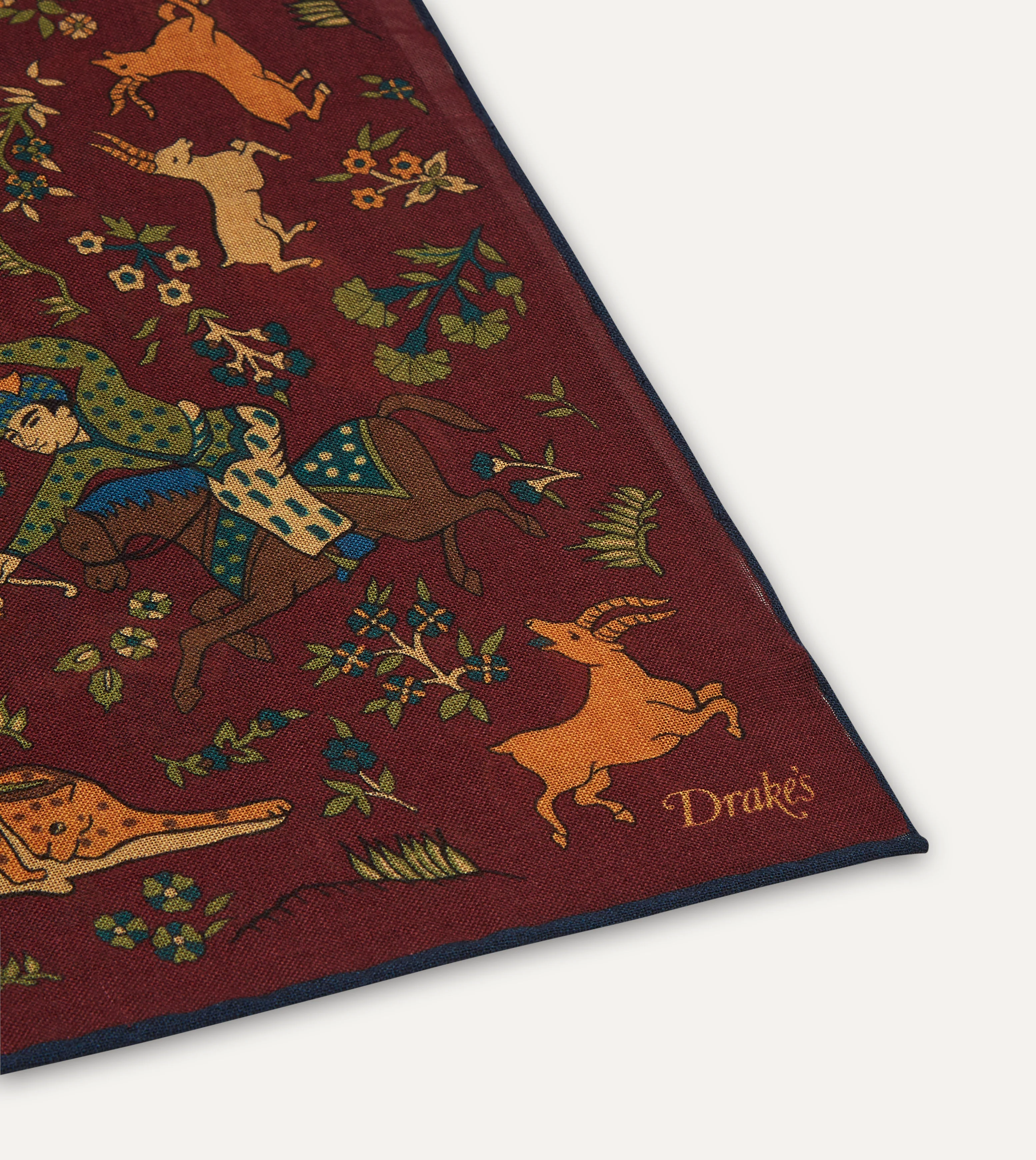 Burgundy Mughal Print Wool-Silk Square Scarf - Image 4
