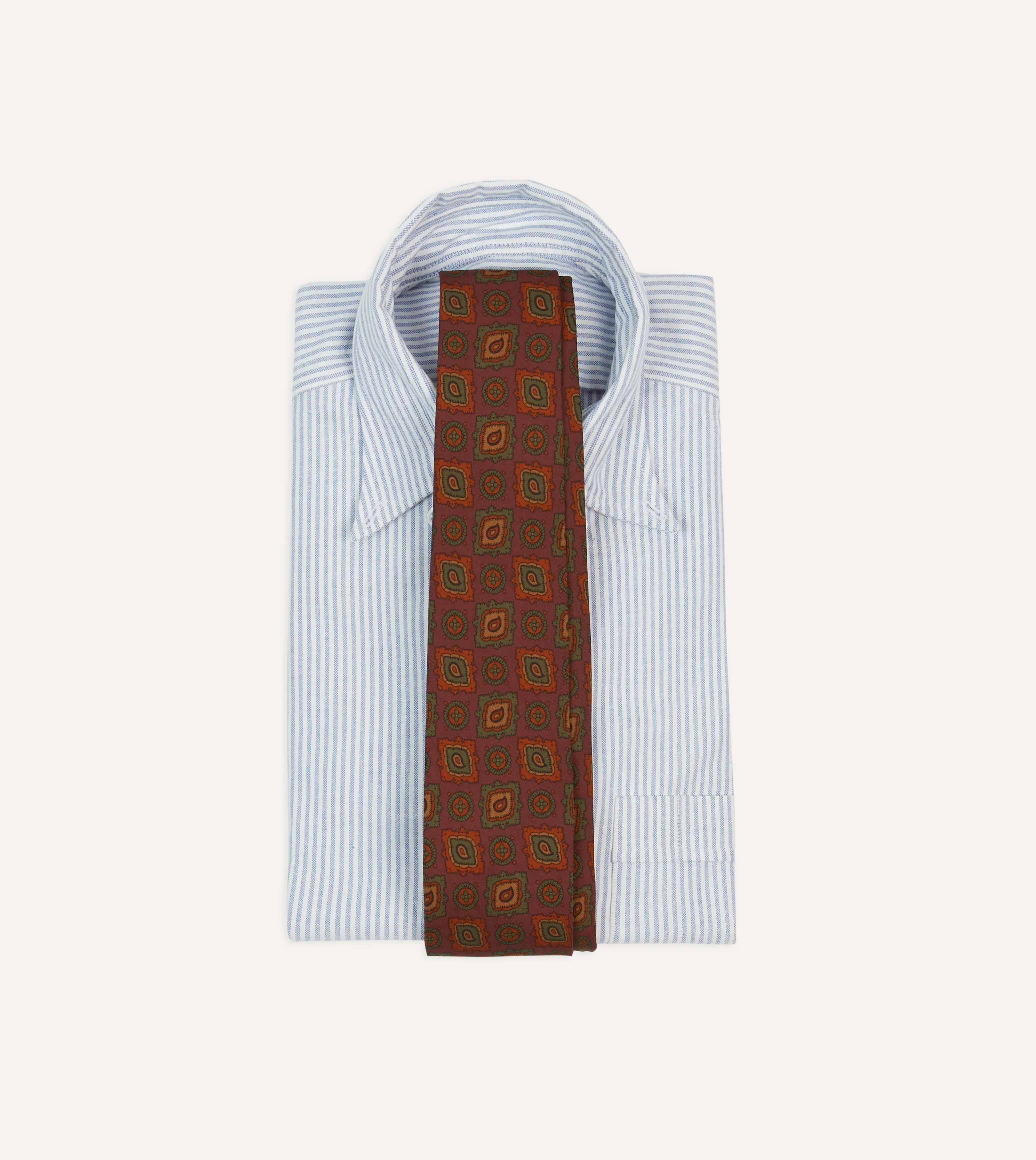 Burgundy Paisley Medallion Print Wool-Silk Self Tipped Tie - Image 2