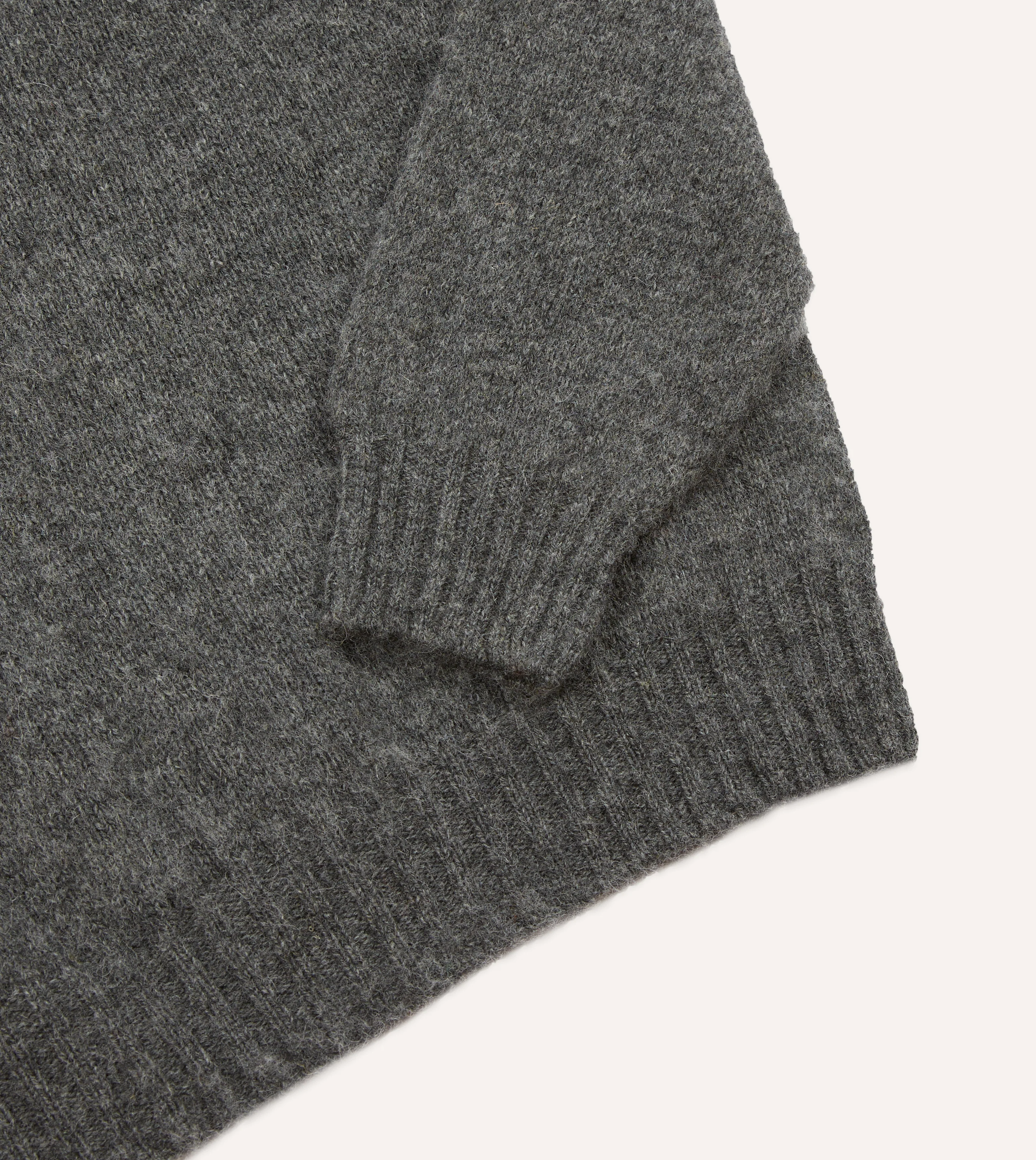 Charcoal Brushed Shetland Crew Neck Jumper - Image 5