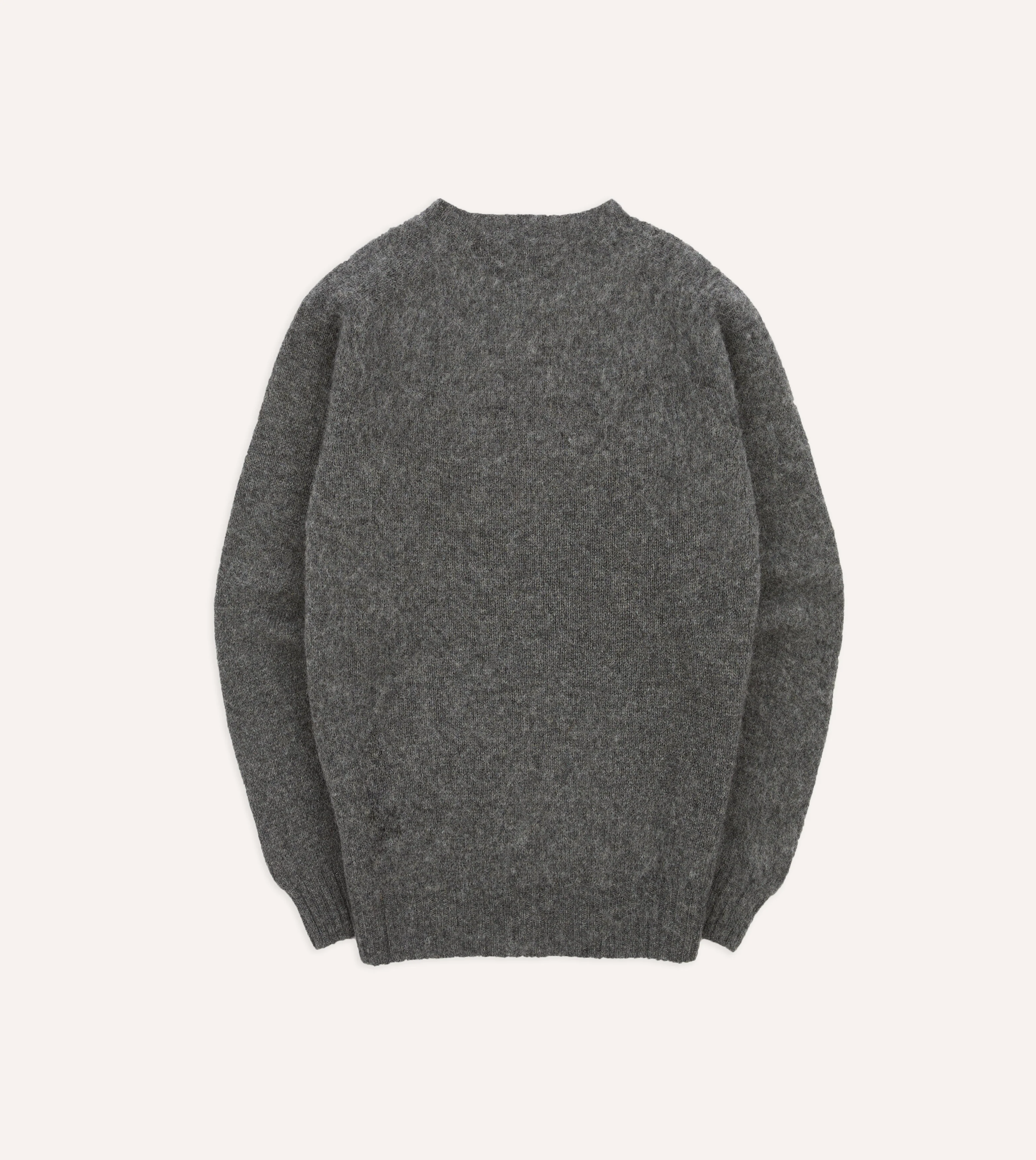 Charcoal Brushed Shetland Crew Neck Jumper - Image 6