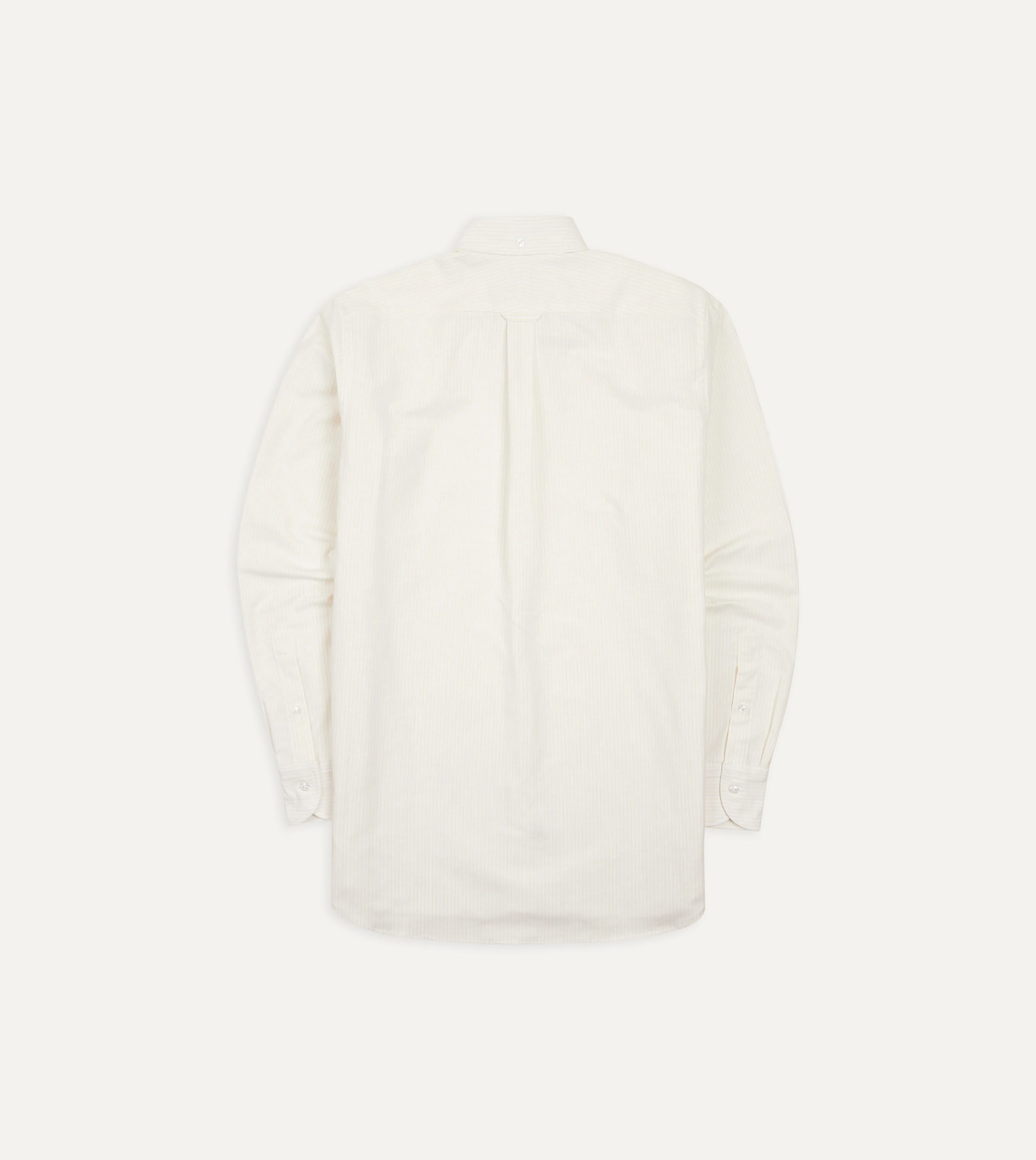 Cream Ticking Stripe Cotton Oxford Cloth Button-Down Shirt - Image 6