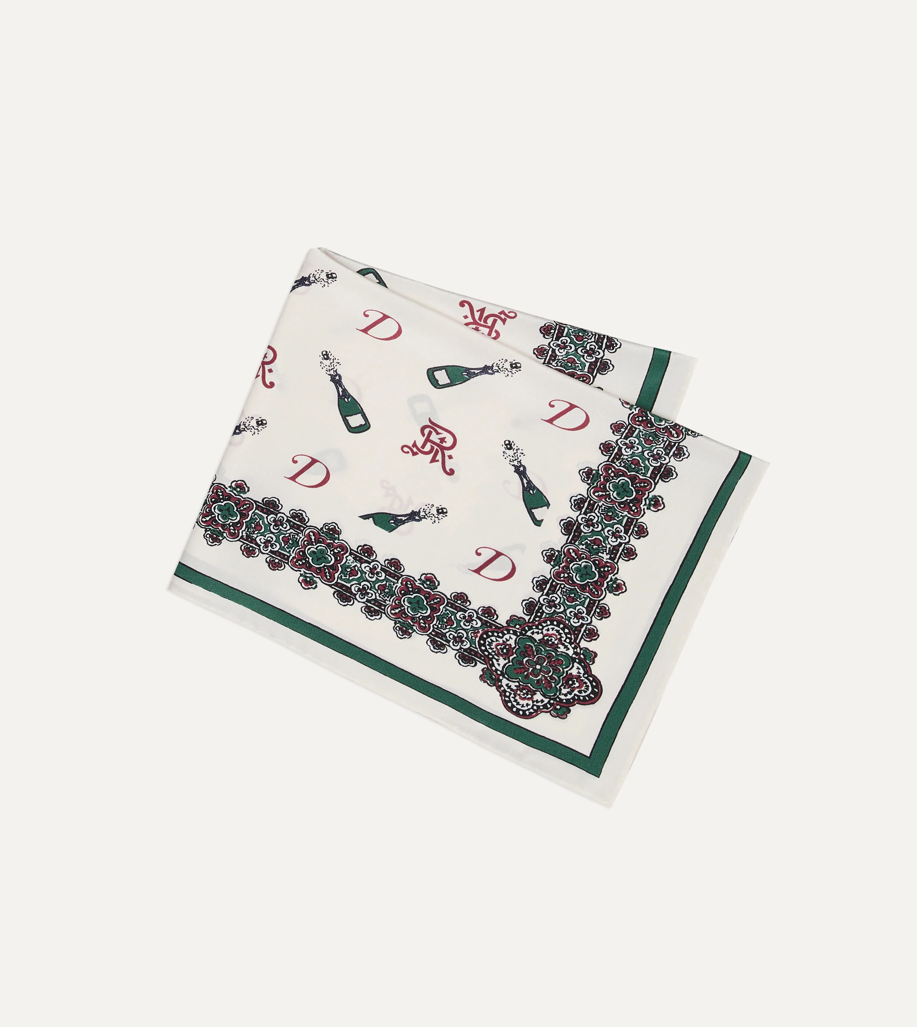 Drake’s for St. Regis Champagne Print Silk Pocket Square - Image 3