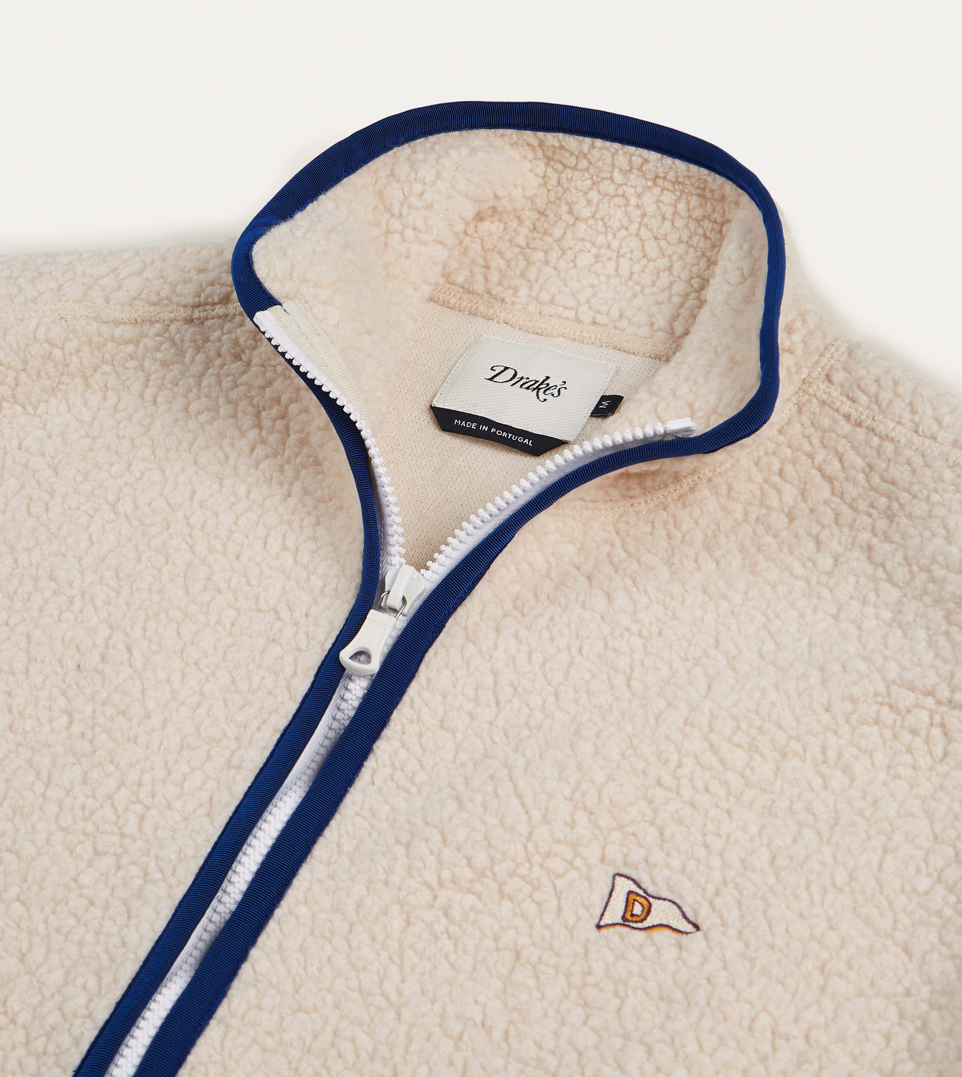 Ecru Boucle Wool Zip Fleece Vest - Image 4