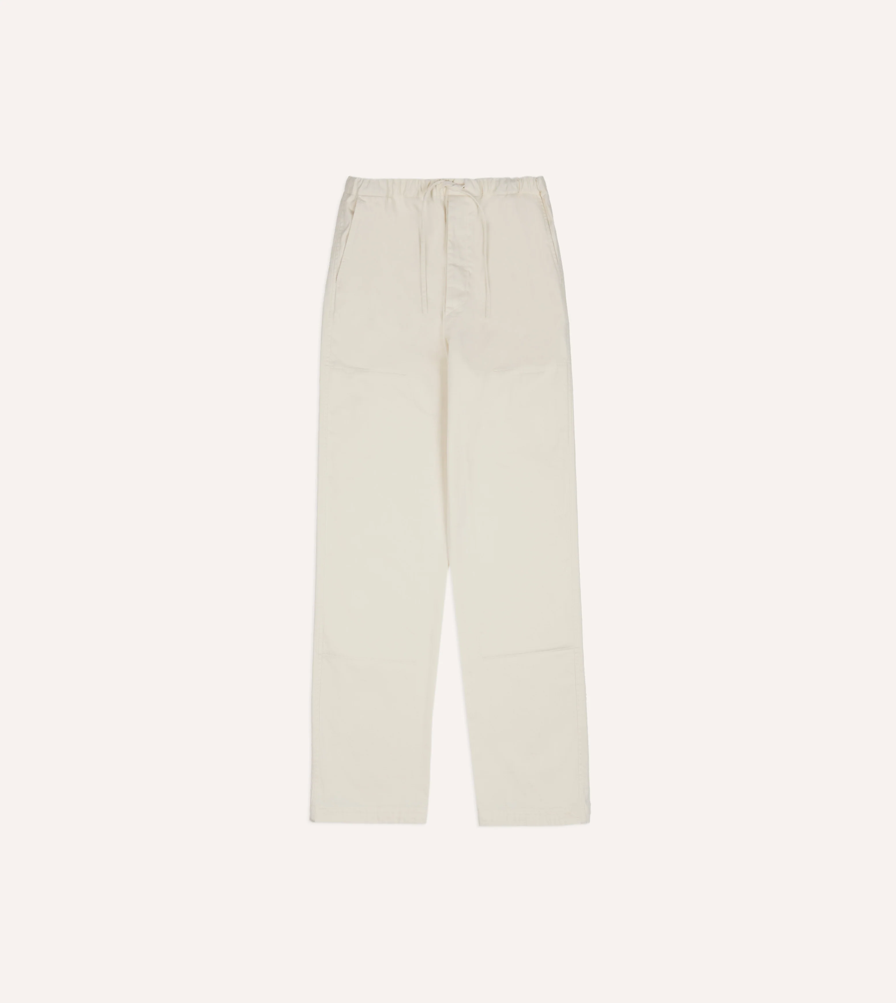 Ecru Cotton Drawstring Trousers - Image 3