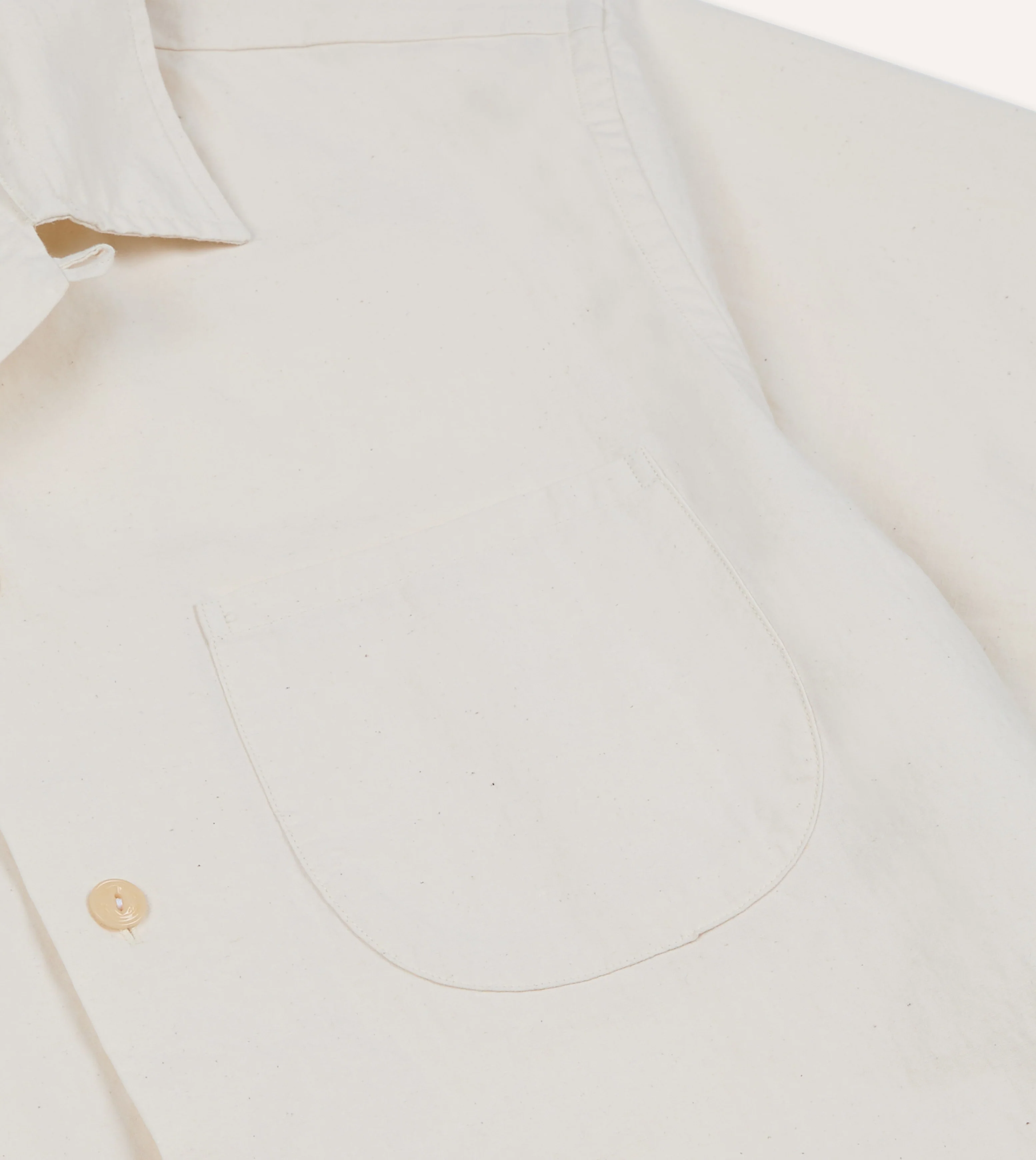 Ecru Cotton-Hemp Camp Collar Short Sleeve Shirt - Image 4