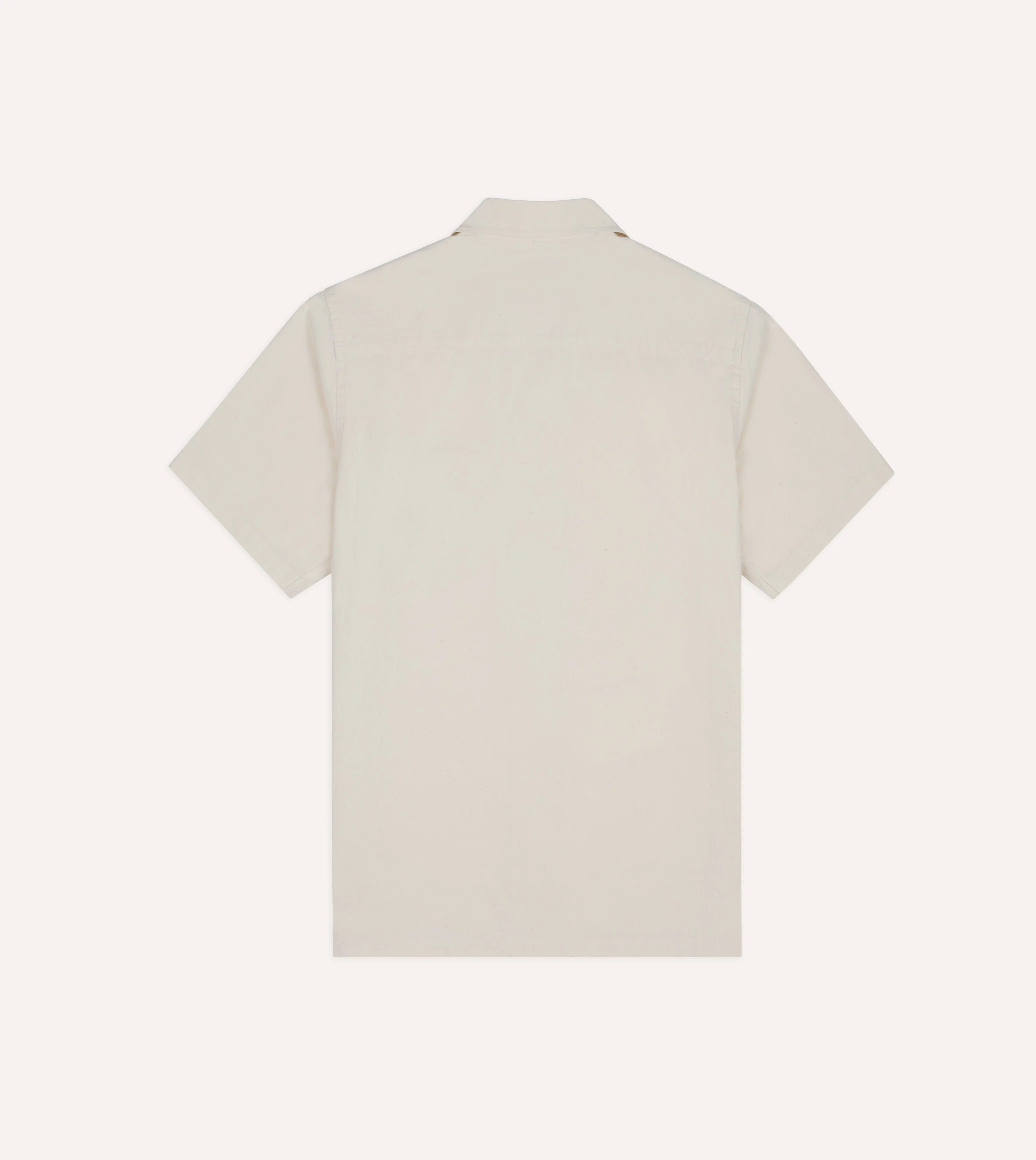 Ecru Cotton-Hemp Camp Collar Short Sleeve Shirt - Image 5