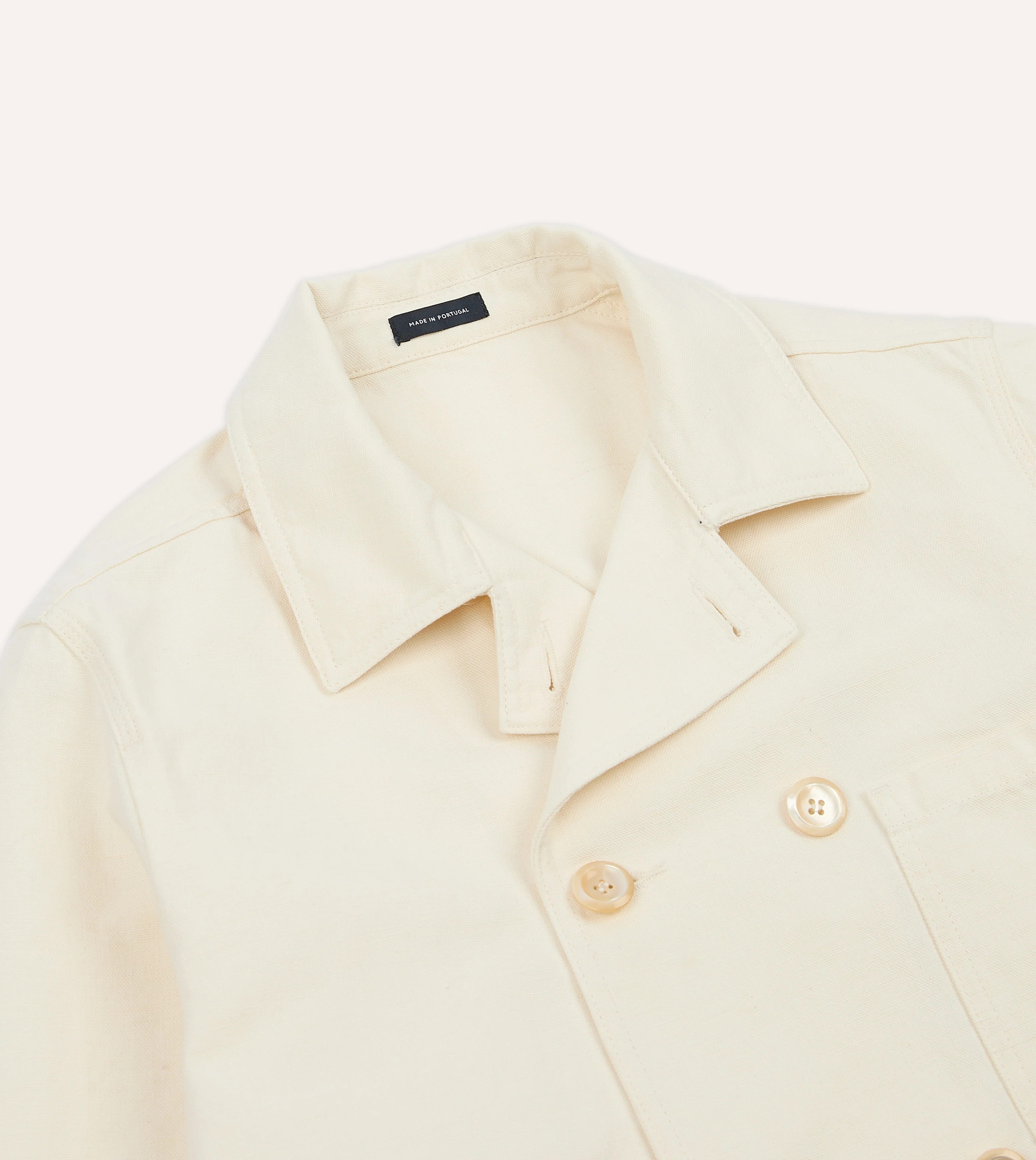 Ecru Cotton-Linen Double-Breasted Chore Coat - Image 4