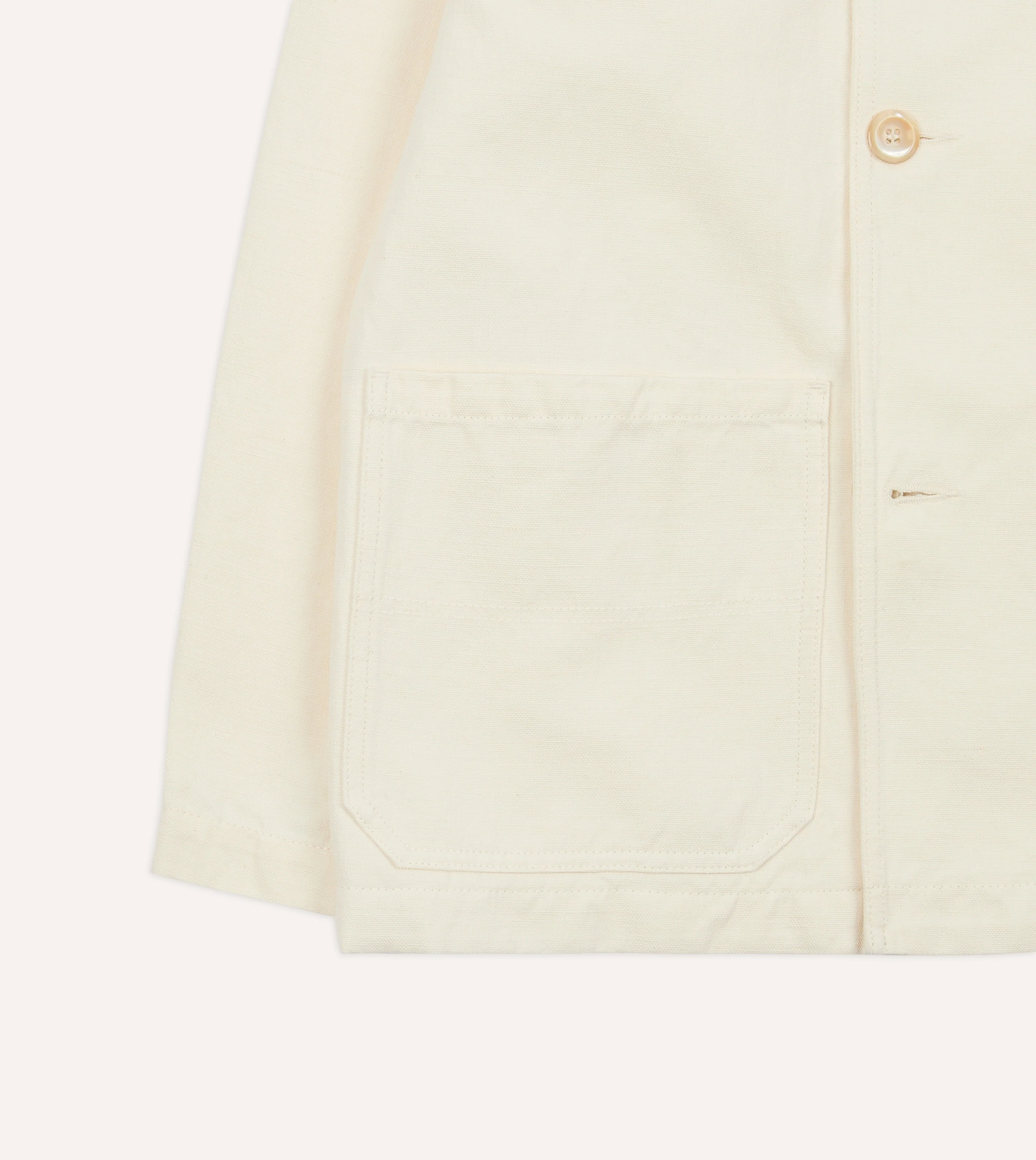Ecru Cotton-Linen Double-Breasted Chore Coat - Image 8