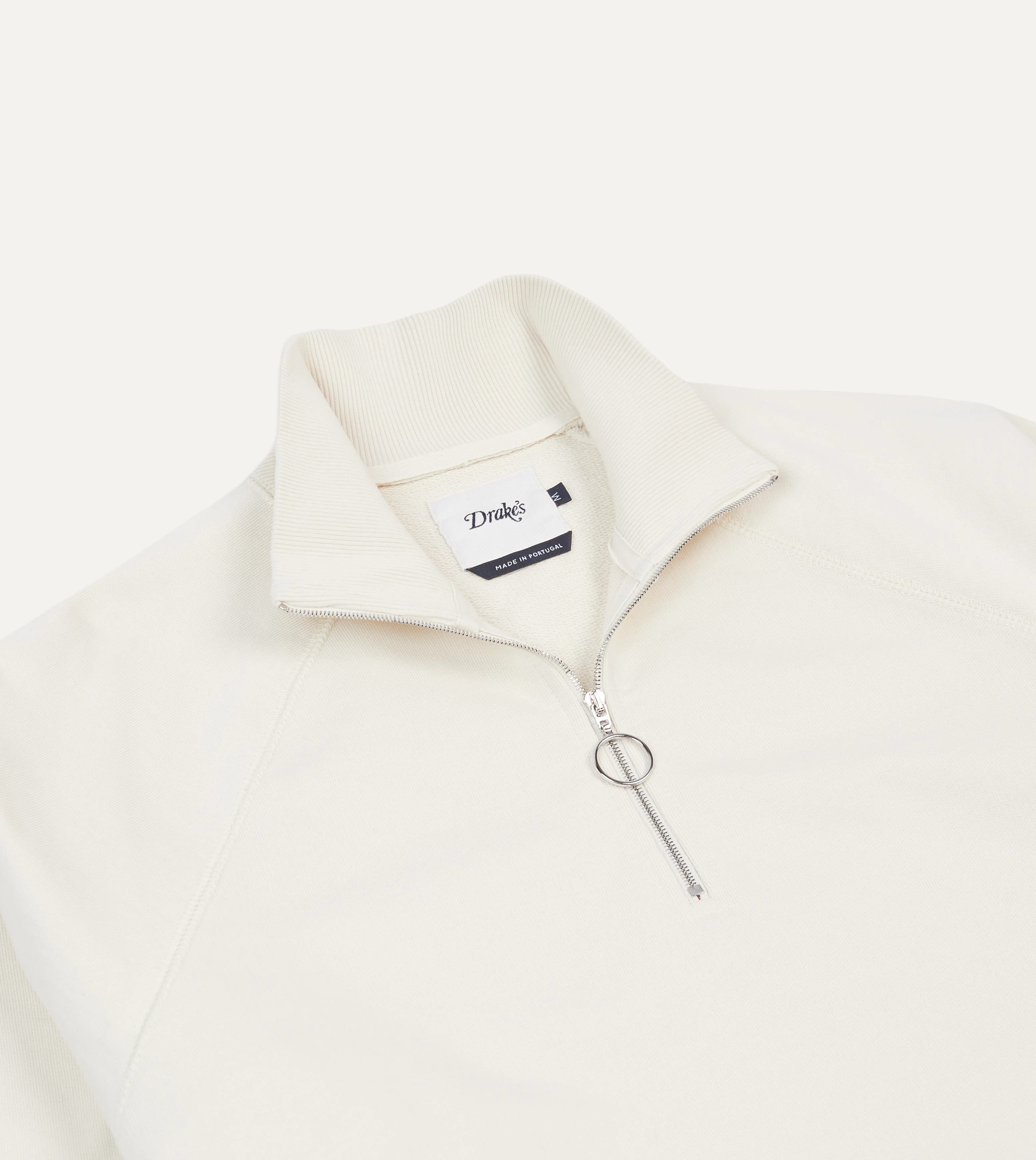 Ecru Cotton Quarter Zip Sweatshirt - Image 3
