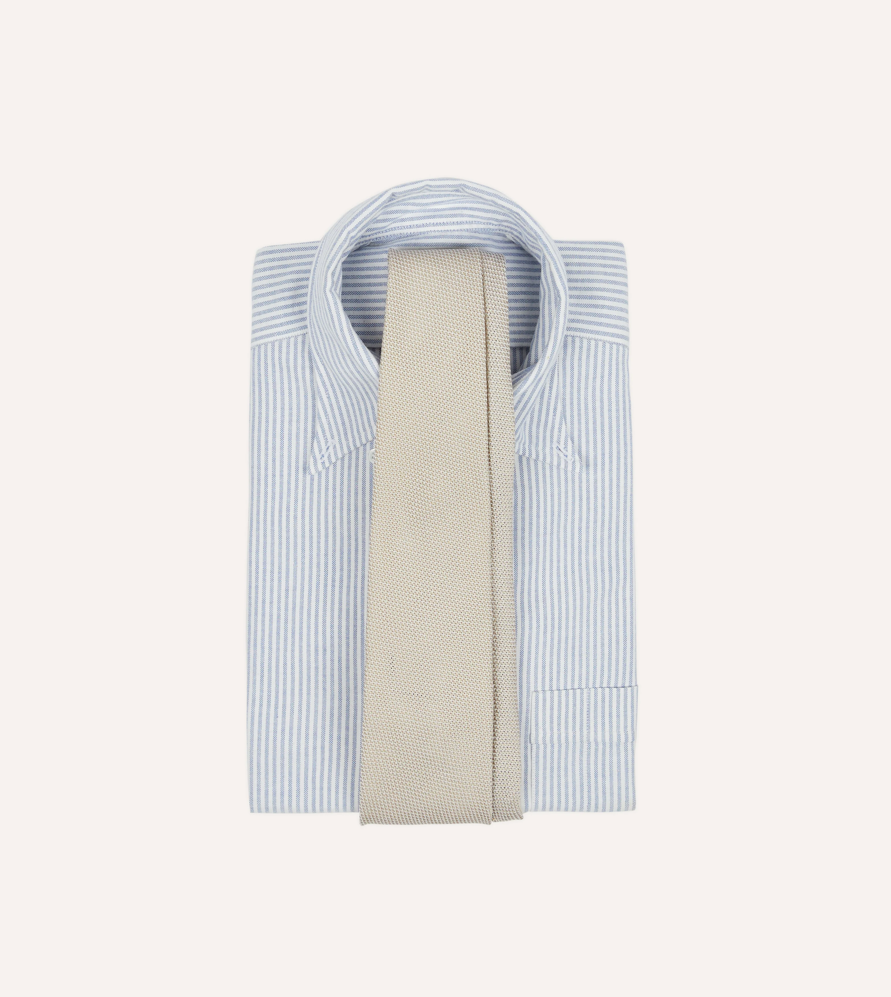 Ecru Fine Woven Grenadine Silk Hand Rolled Tie - Image 2