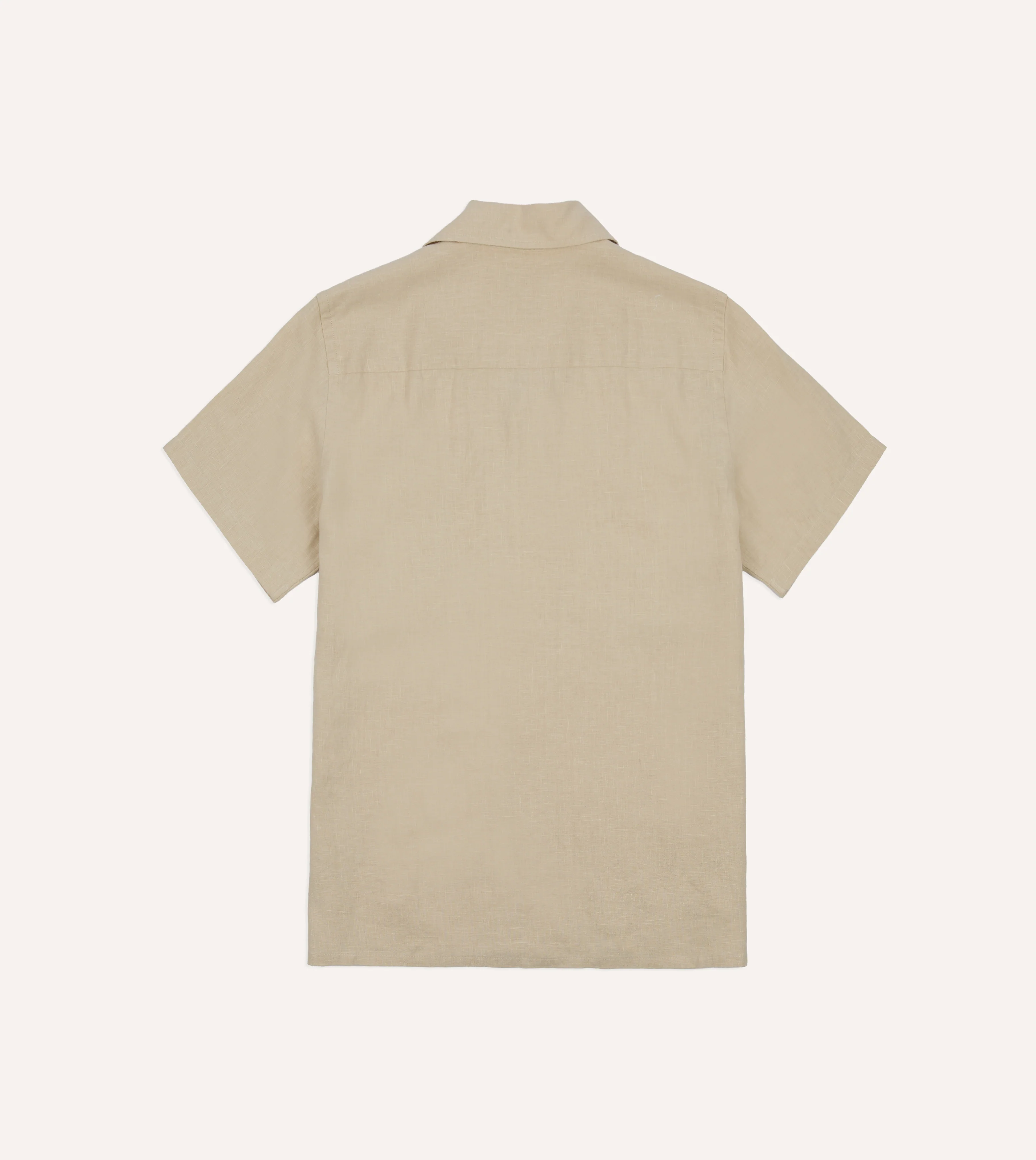 Ecru Linen Short Sleeve Camp Collar Military Shirt - Image 7