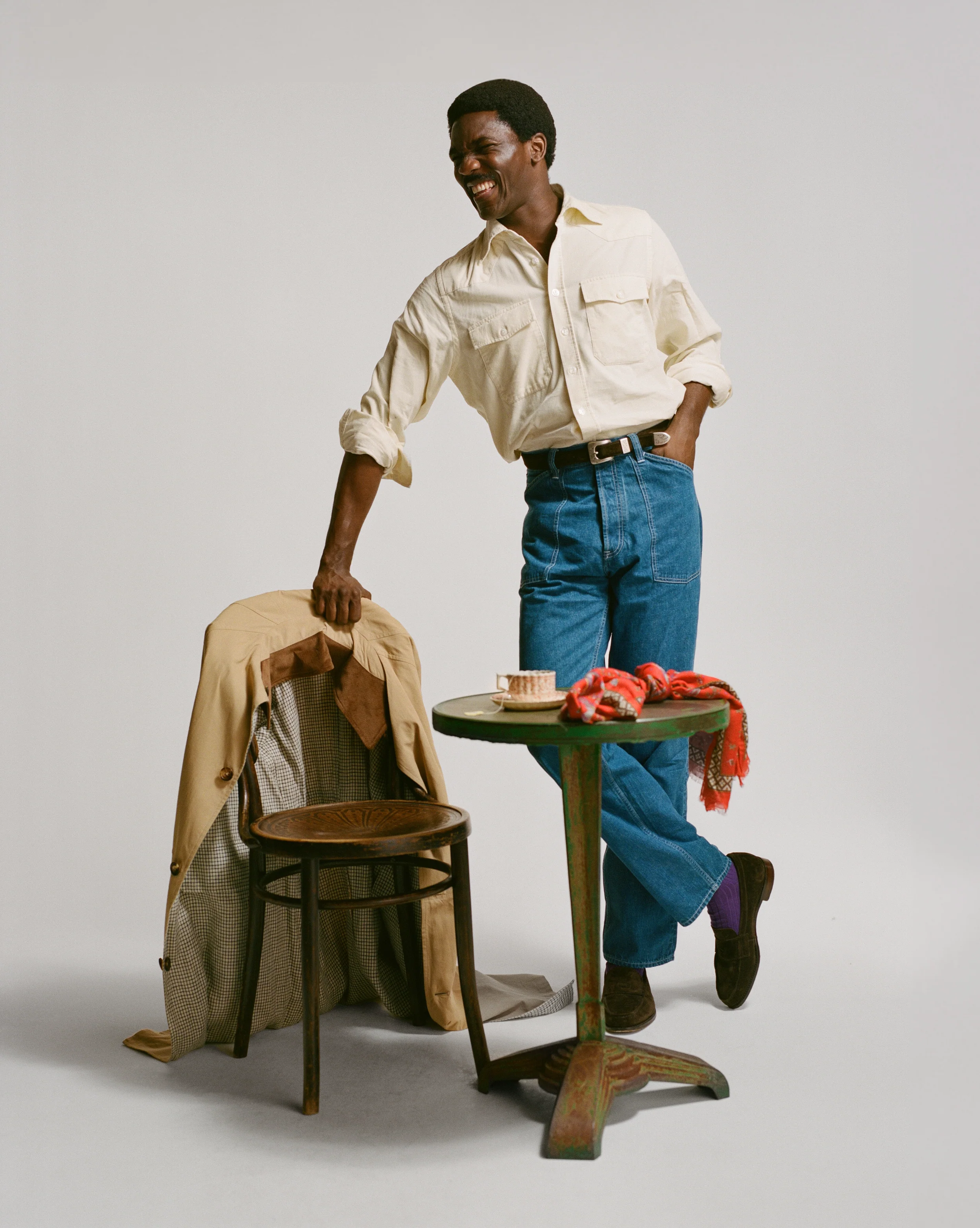 Ecru Needlecord Two-Pocket Western Shirt - Image 9