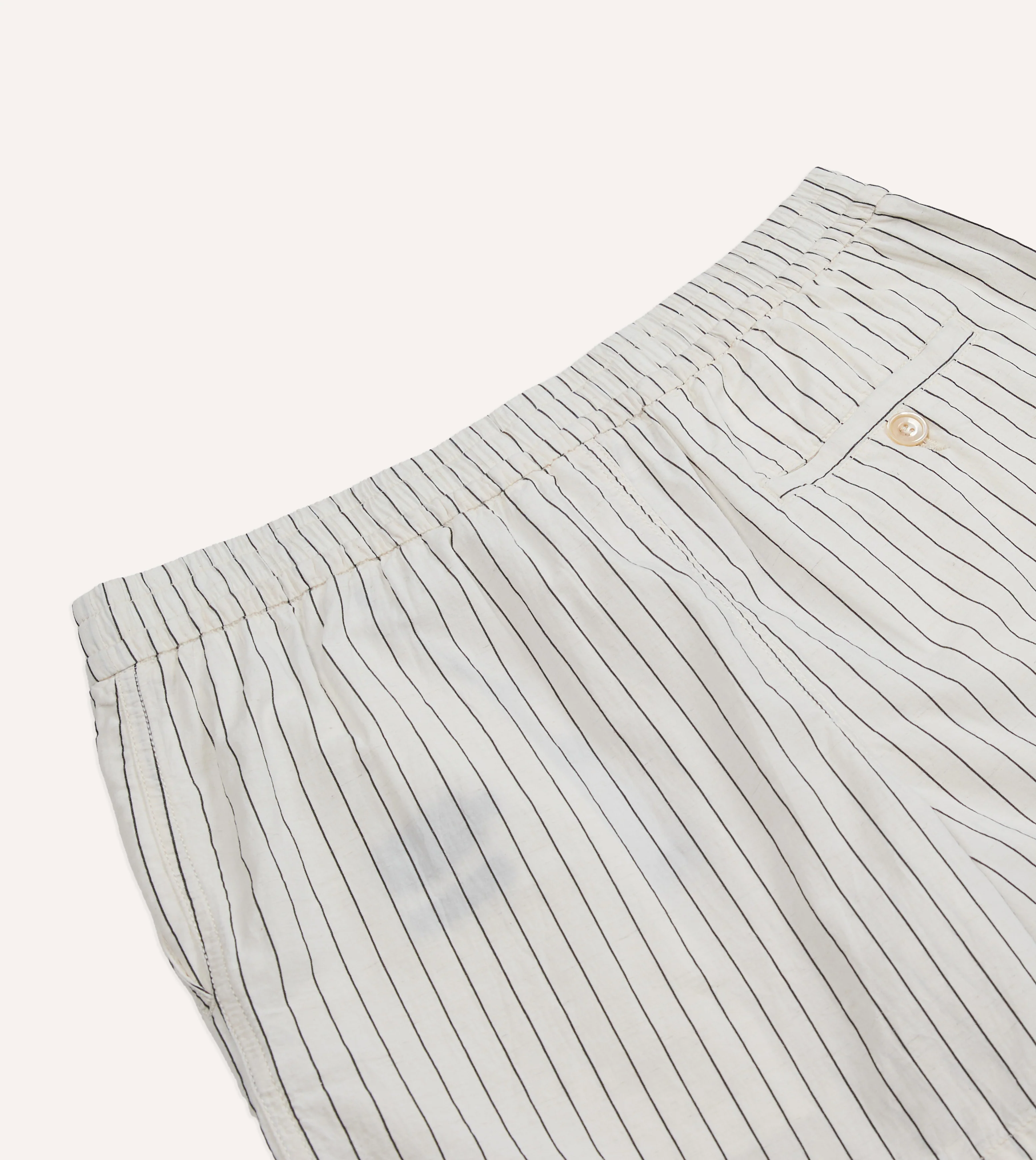 Ecru Pin Stripe Cotton Drawstring Shorts - Image 5
