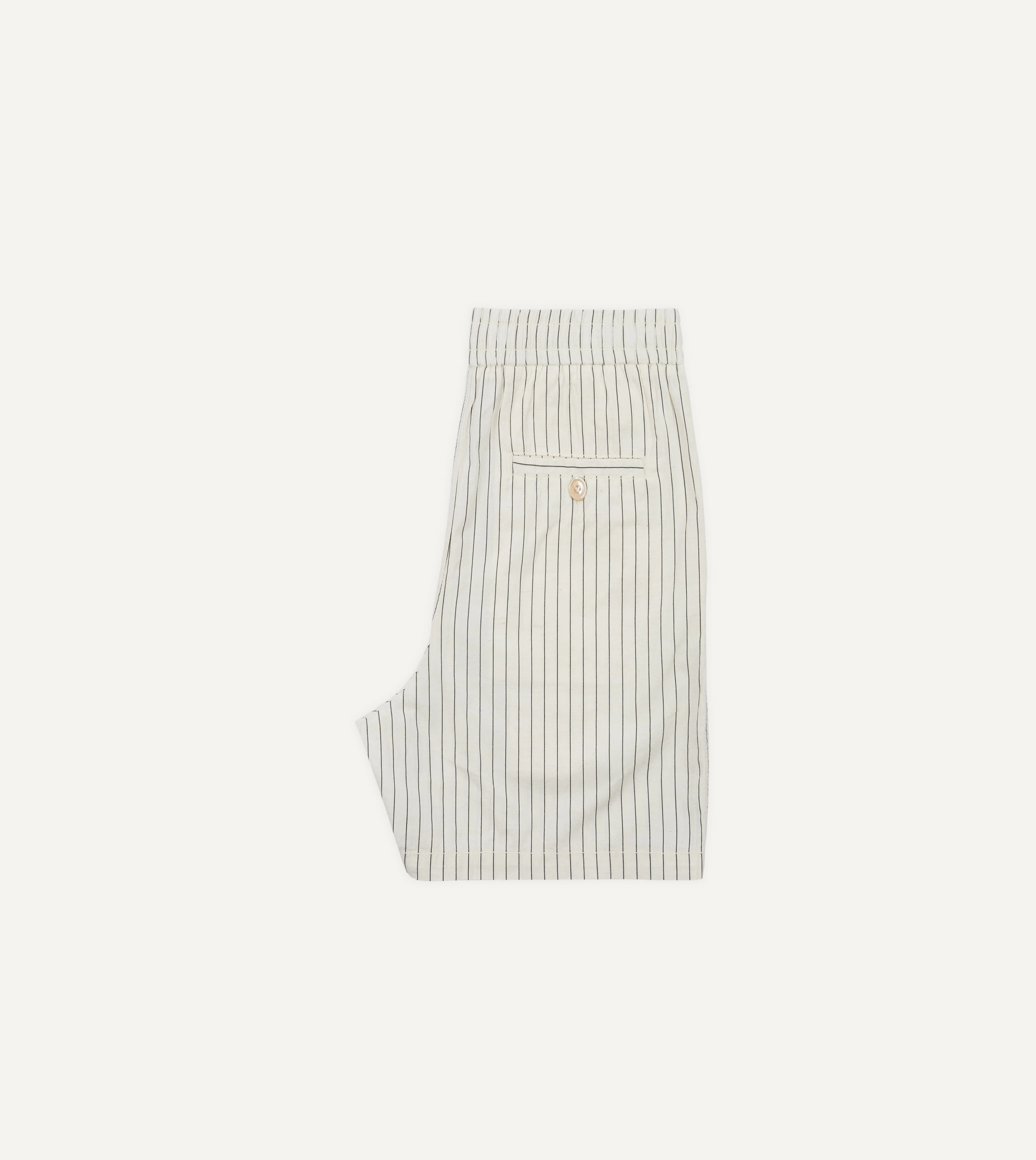 Ecru Pin Stripe Cotton Drawstring Shorts - Image 6