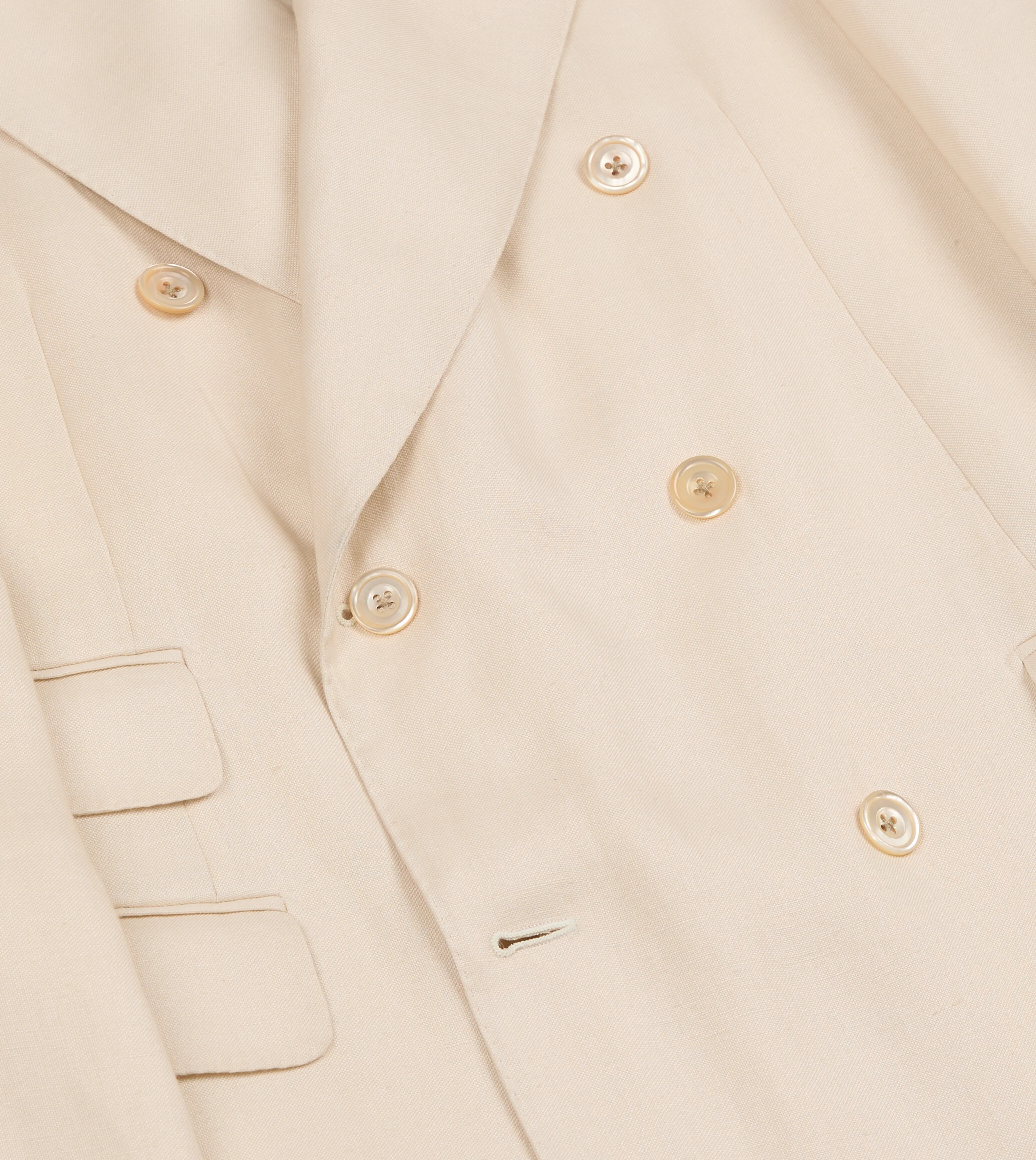 Ecru Ramie-Canapa Double-Breasted Tailored Jacket - Image 7