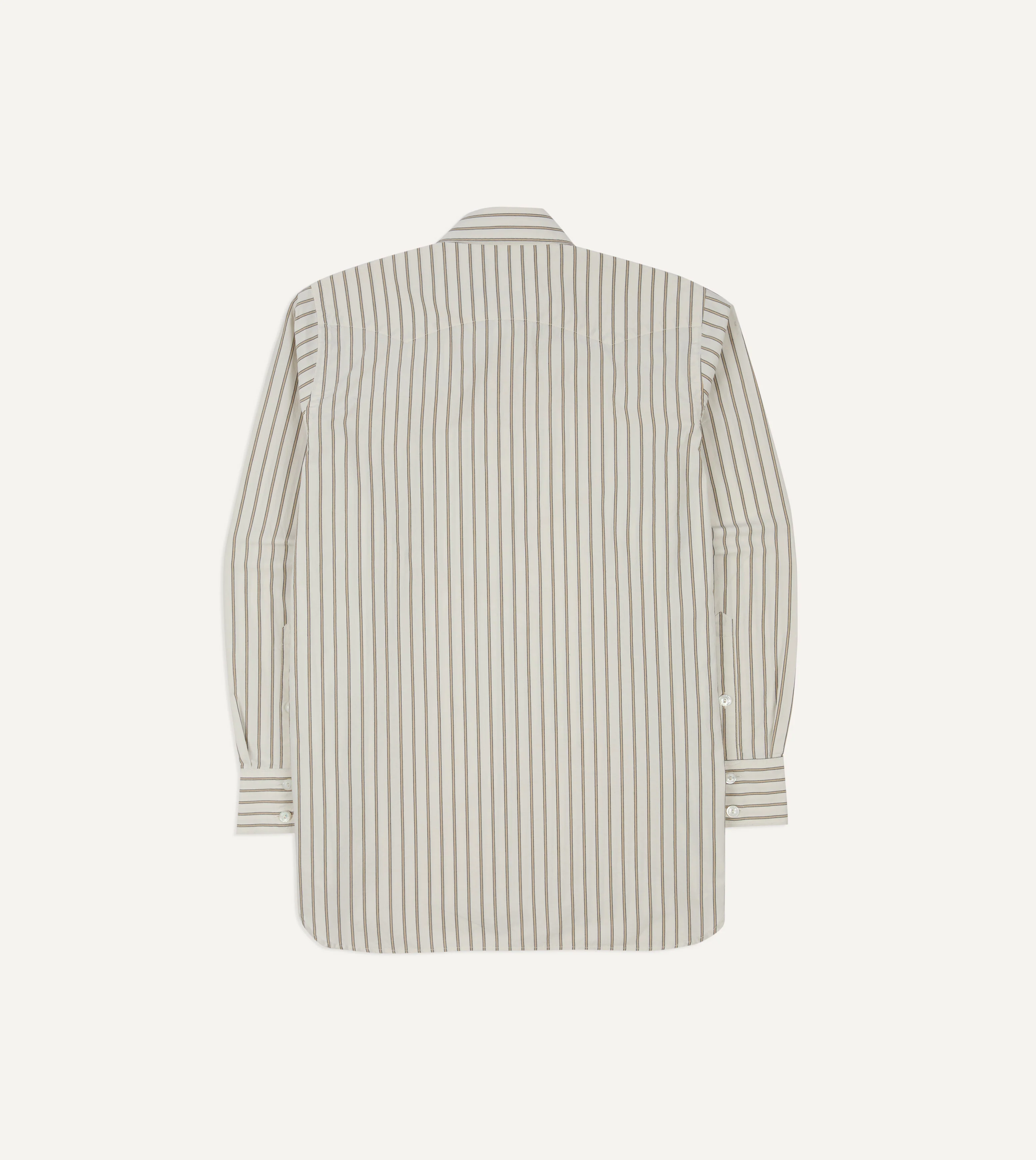 Ecru Stripe Cotton Two-Pocket Western Shirt - Image 7