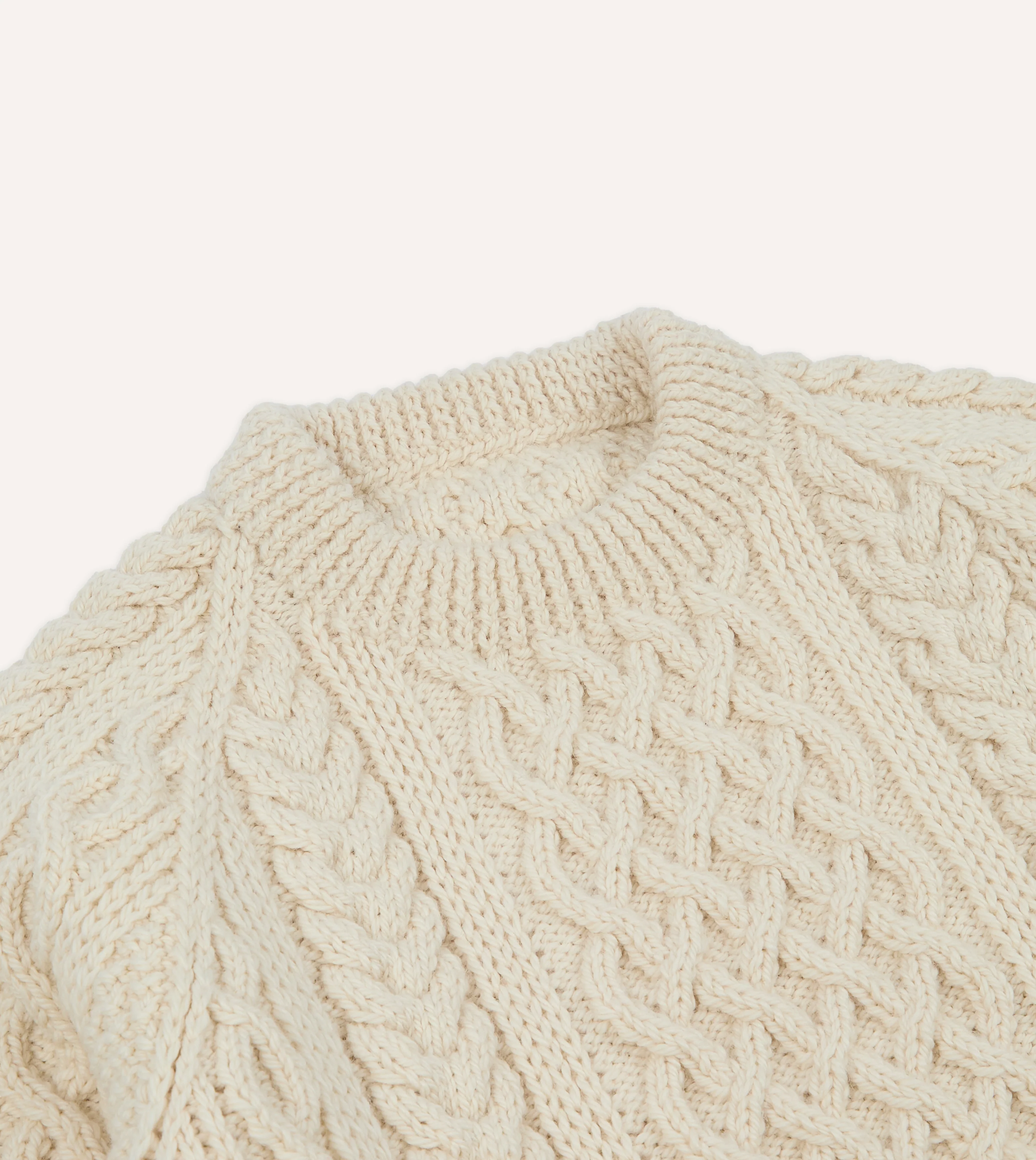 Ecru Wool Aran Jumper - Image 3