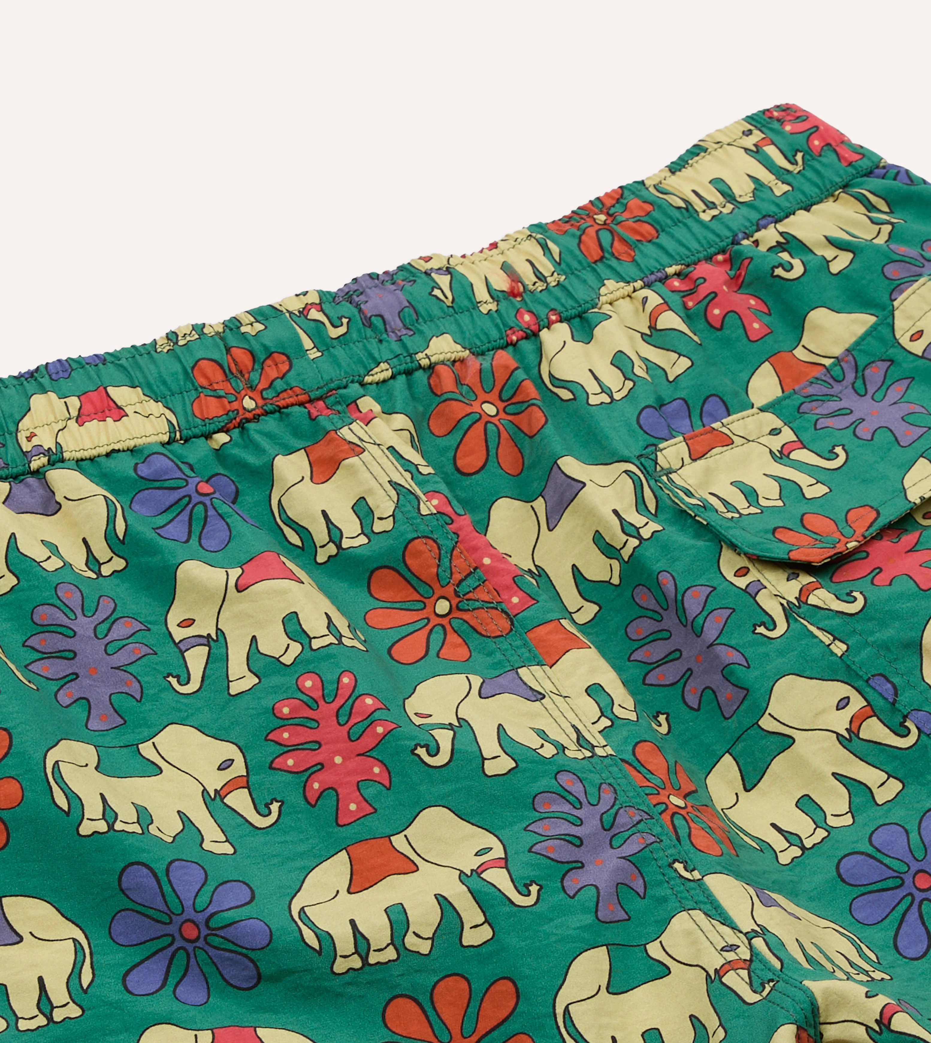 Elephant Print Nylon Drawstring Swim Shorts - Image 6