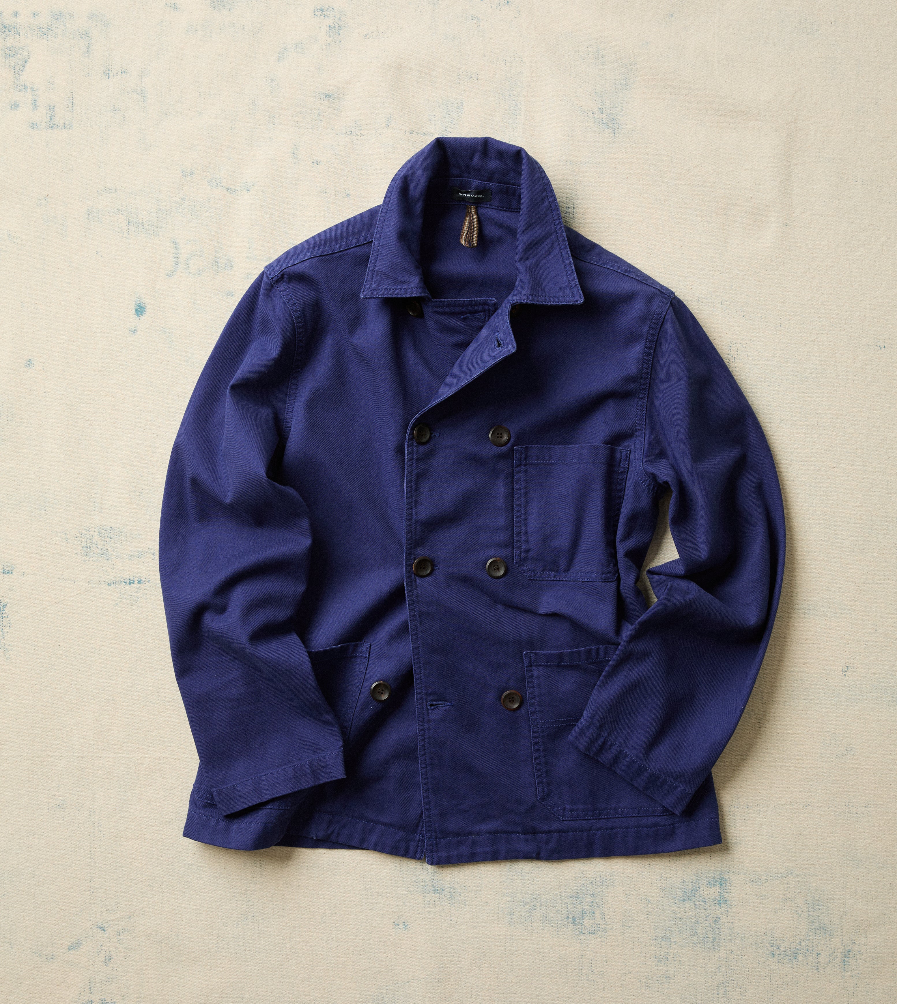 French Blue Cotton Serge Double-Breasted Chore Coat - Image 2