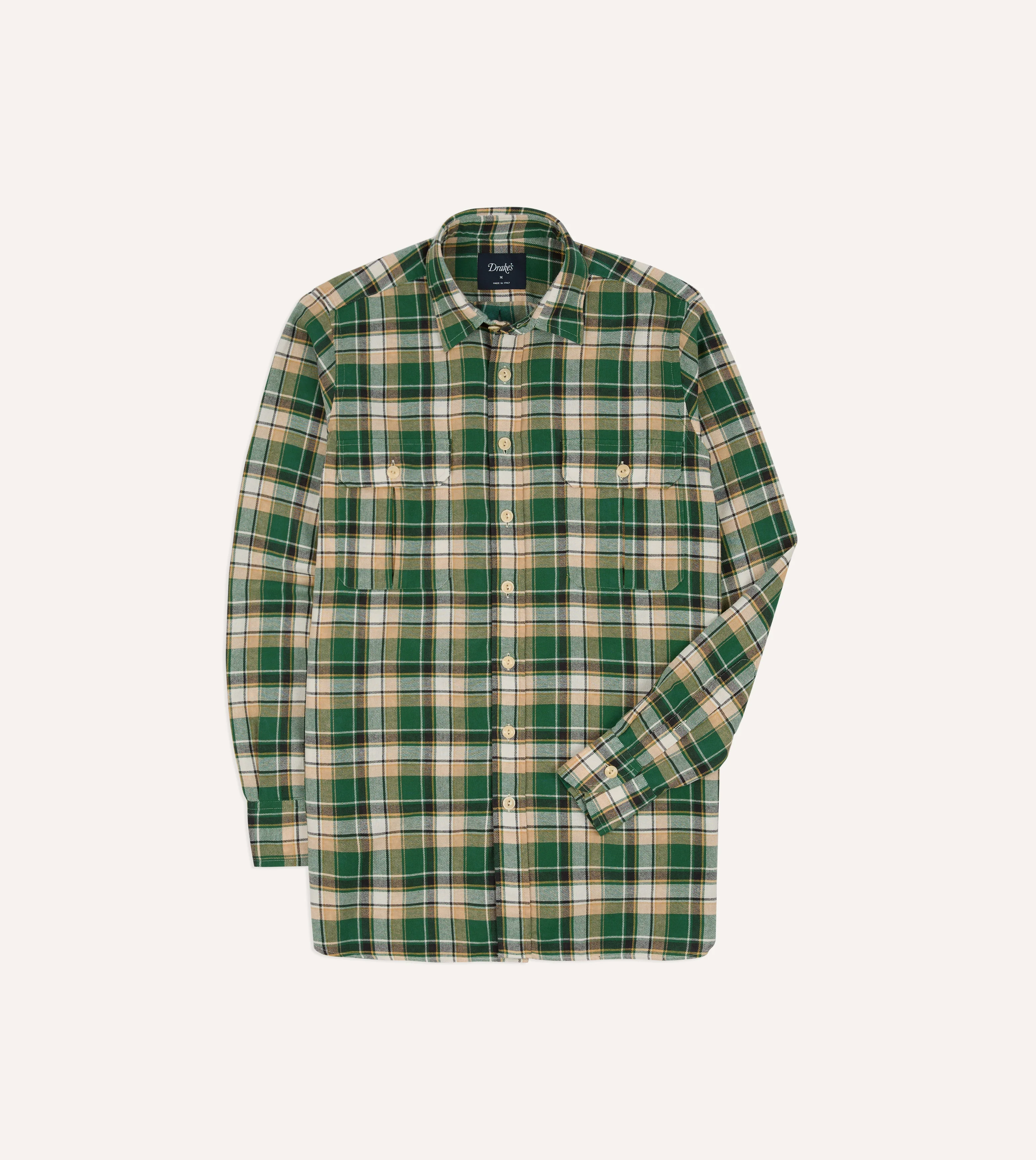 Green Check Cotton Two-Pocket Work Shirt - Image 2