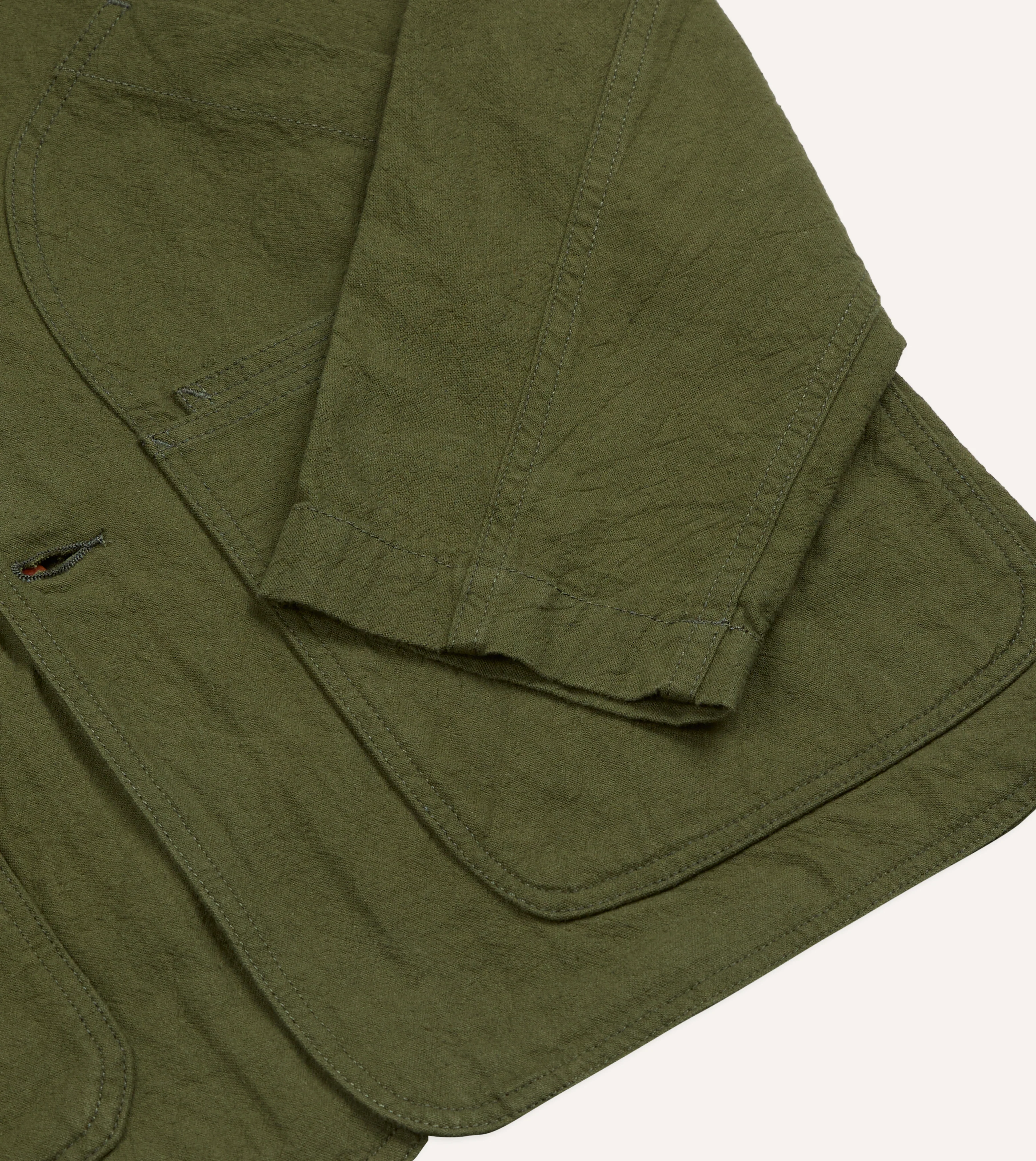 Green Cotton-Linen Raglan Work Coat - Image 5