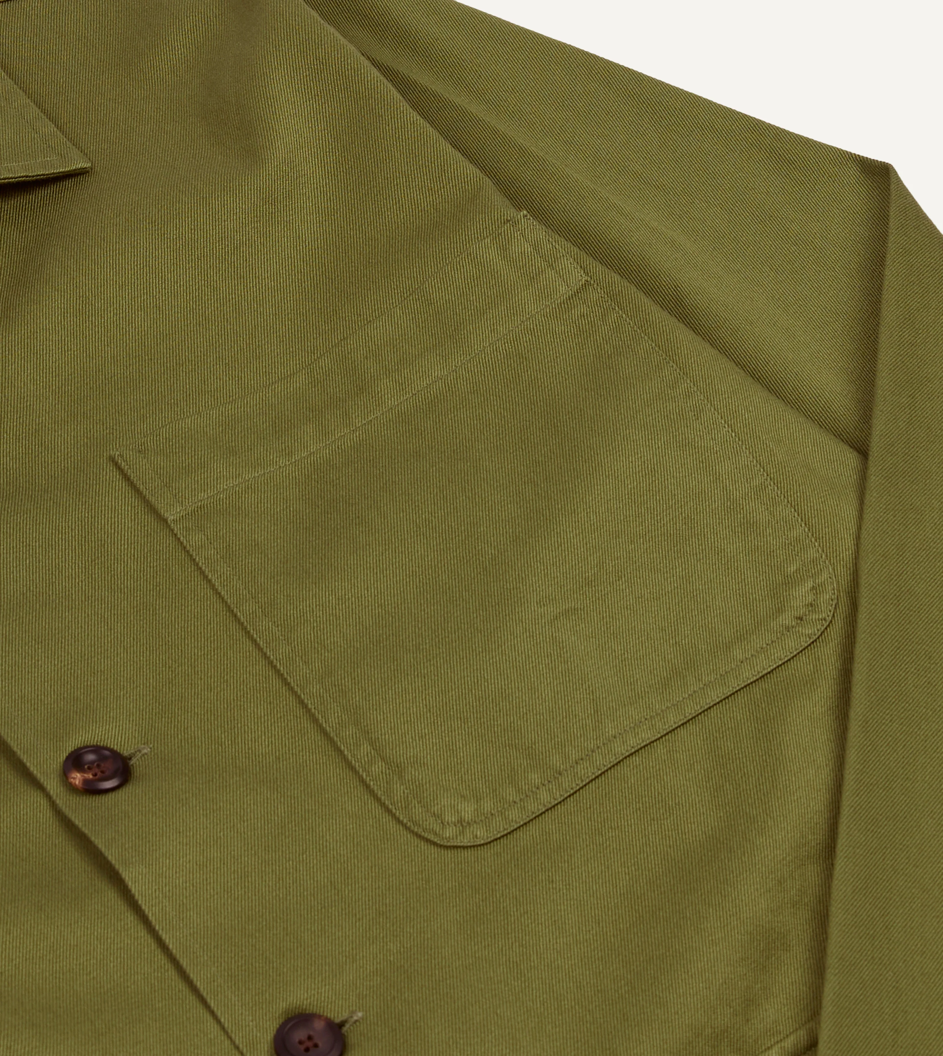 Green Cotton Twill Three-Pocket Overshirt - Image 4