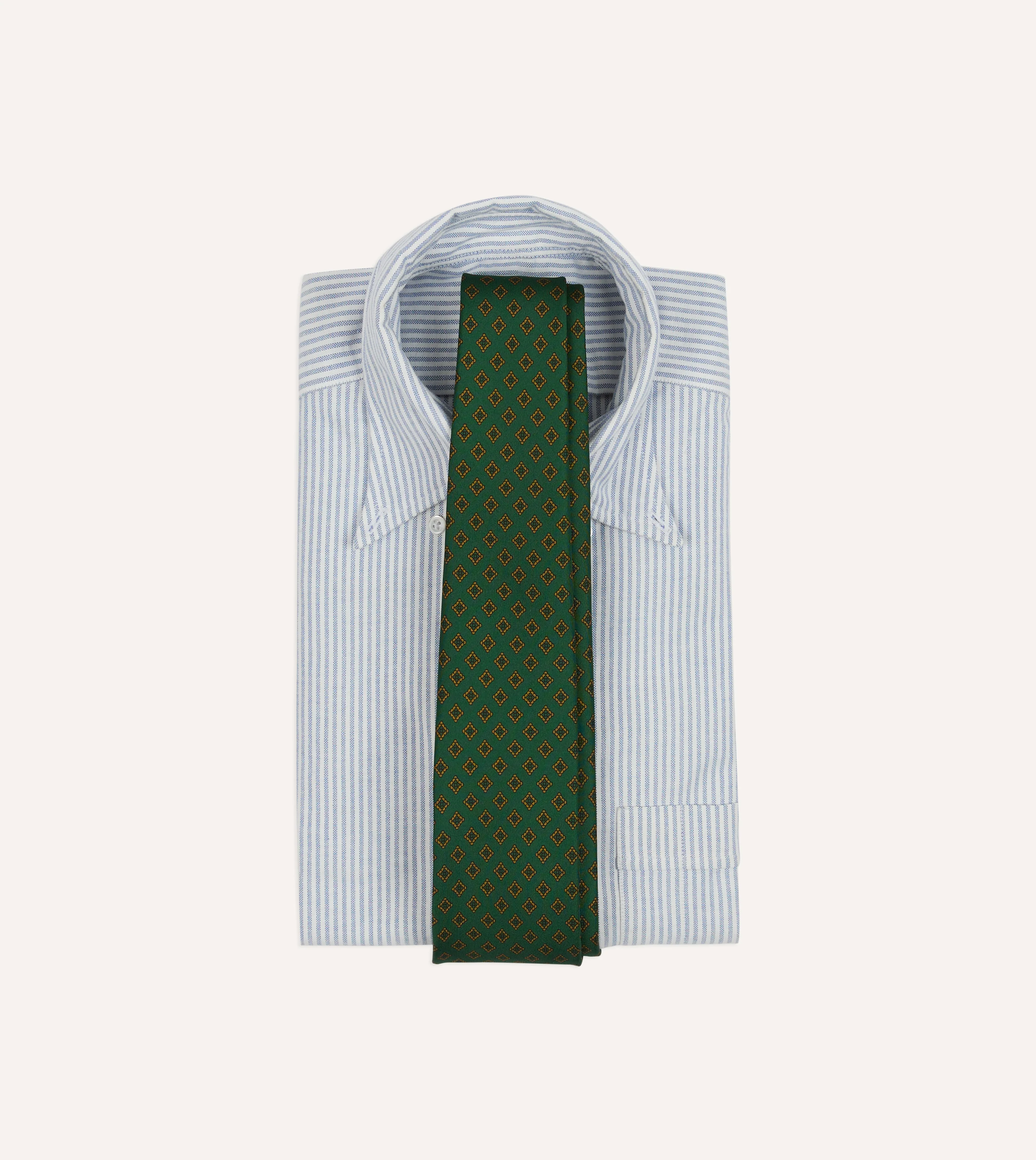Green Diamond Medallion Self-Tipped Silk Tie - Image 2