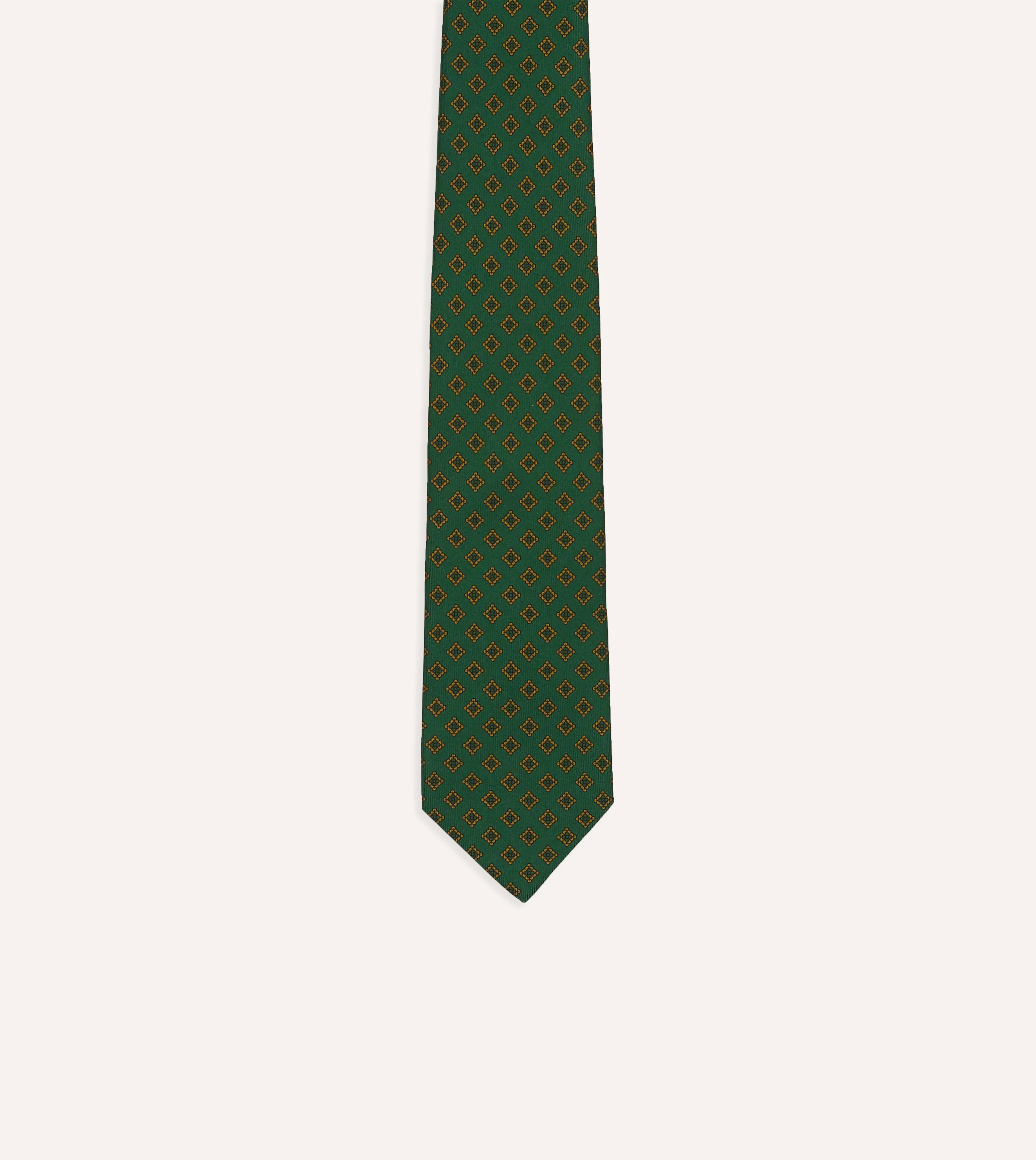 Green Diamond Medallion Self-Tipped Silk Tie - Image 3