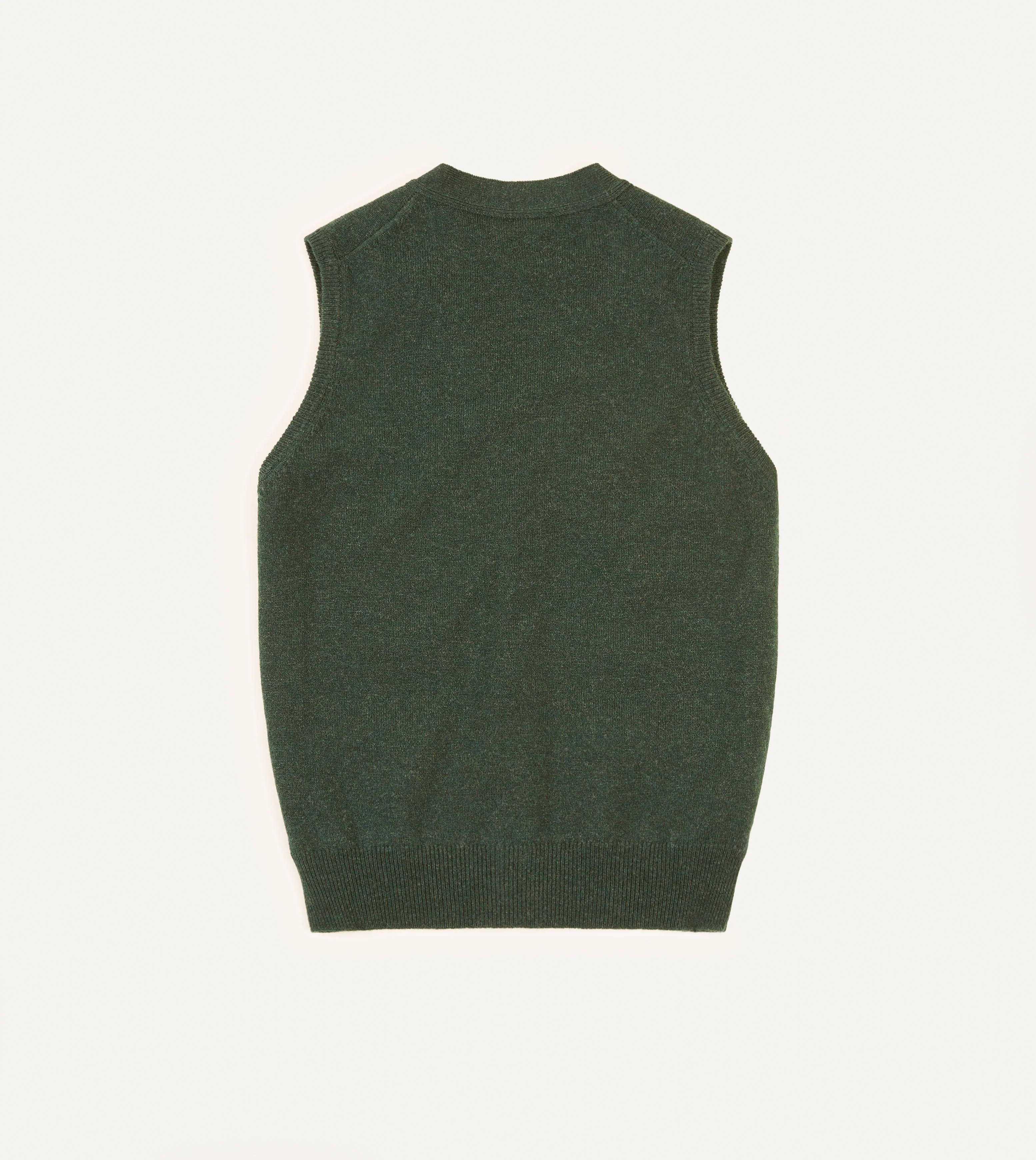 Green Lambswool Sleeveless Cardigan - Image 5