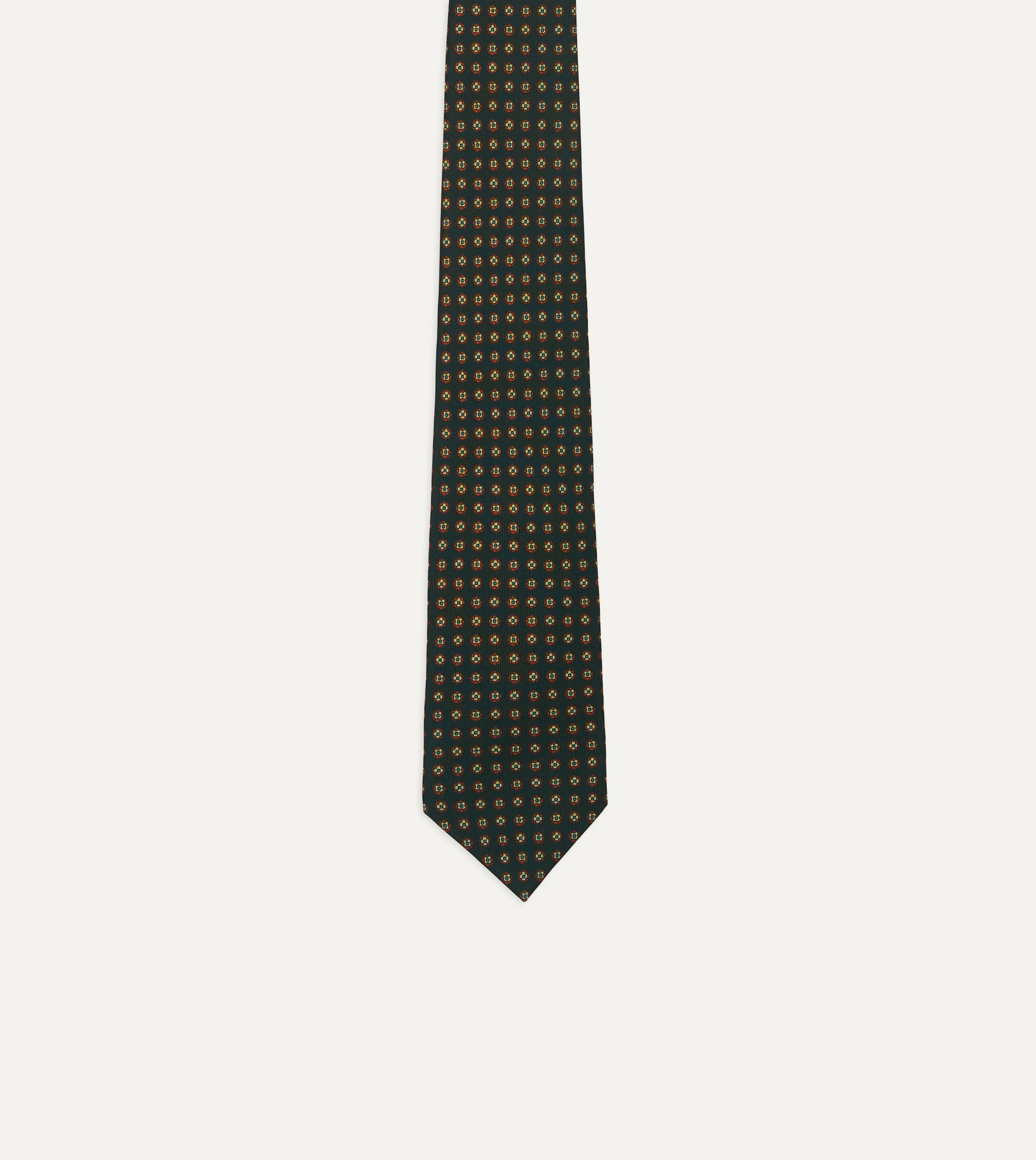 Green Micro Geometric Print Silk Self Tipped Tie - Image 4