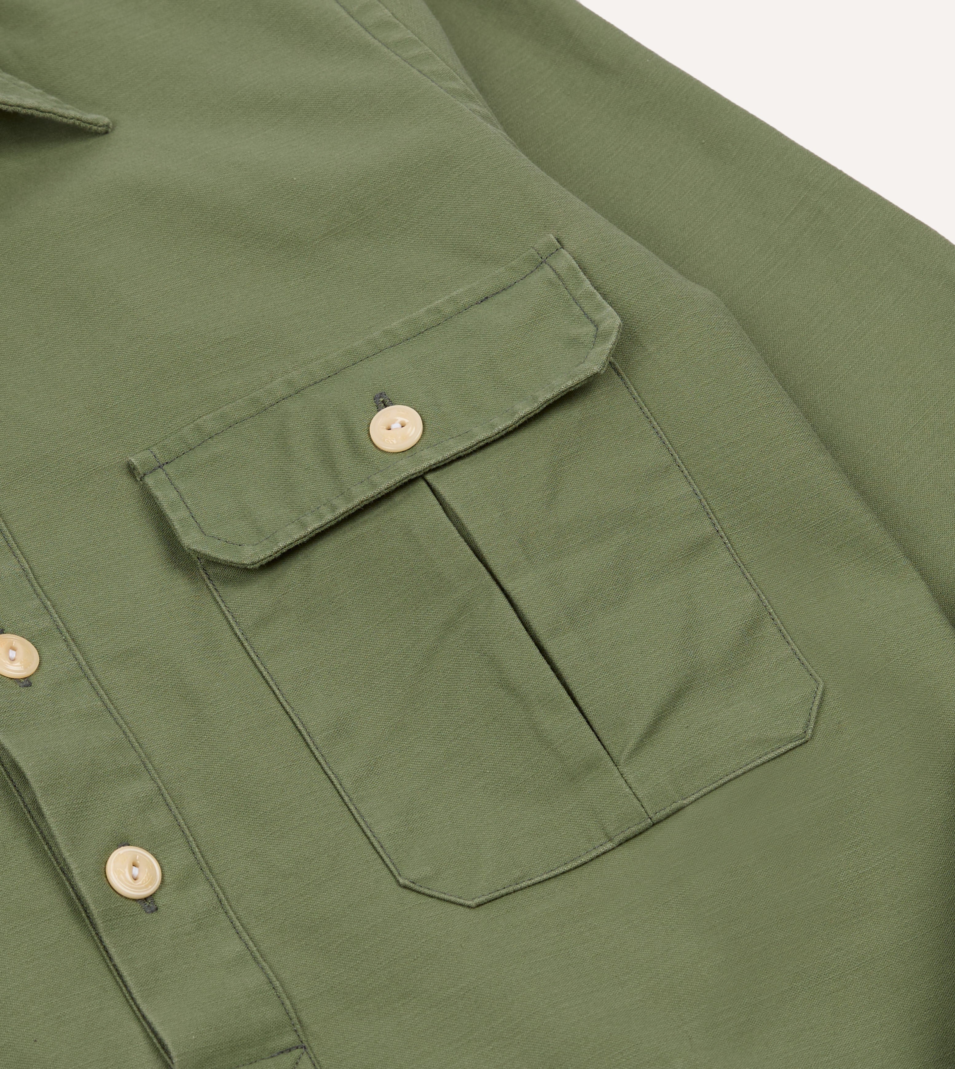 Green Satin Cotton Popover Work Shirt - Image 5