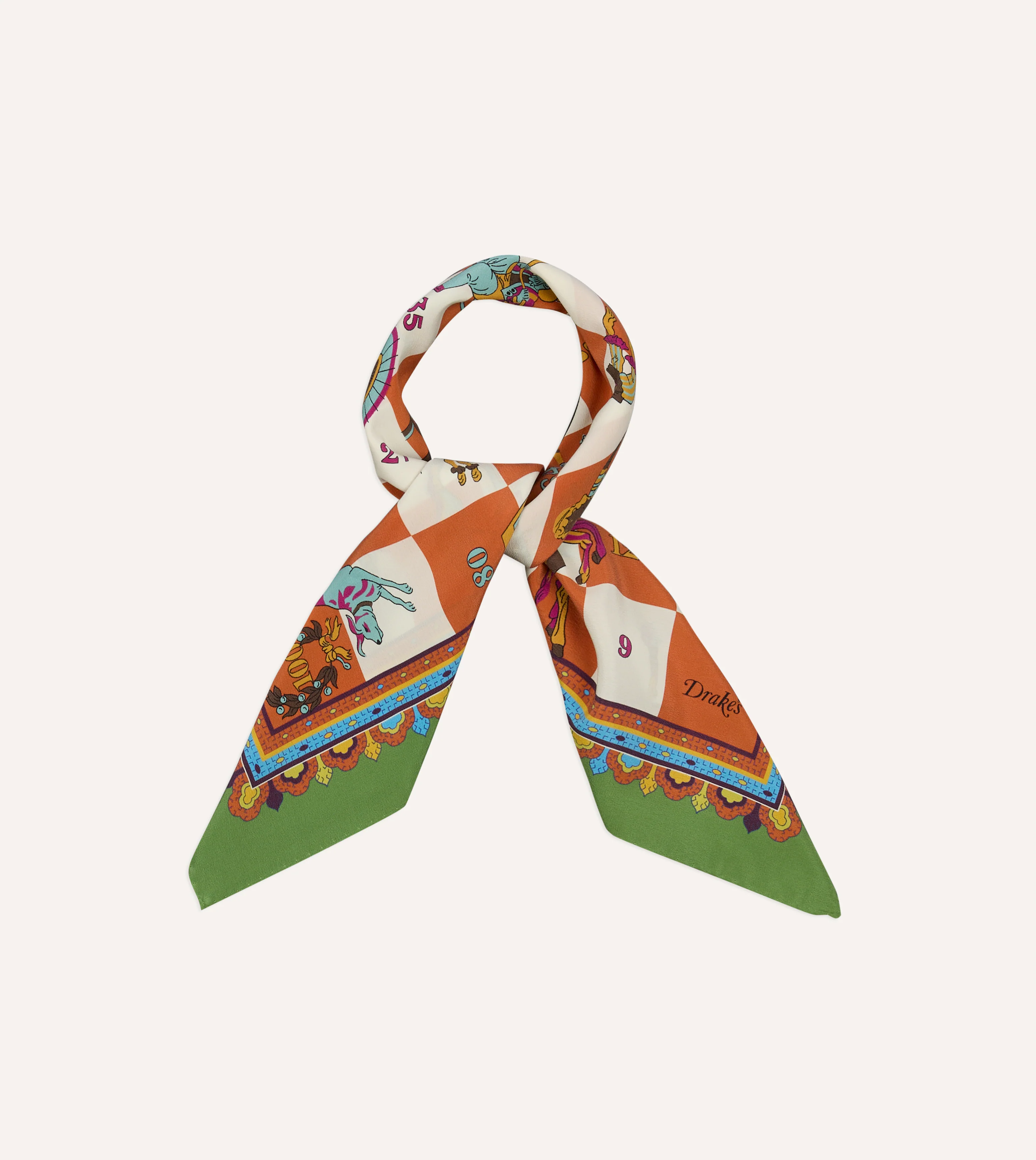 Green Snakes and Ladders Print Silk Bandana - Image 3