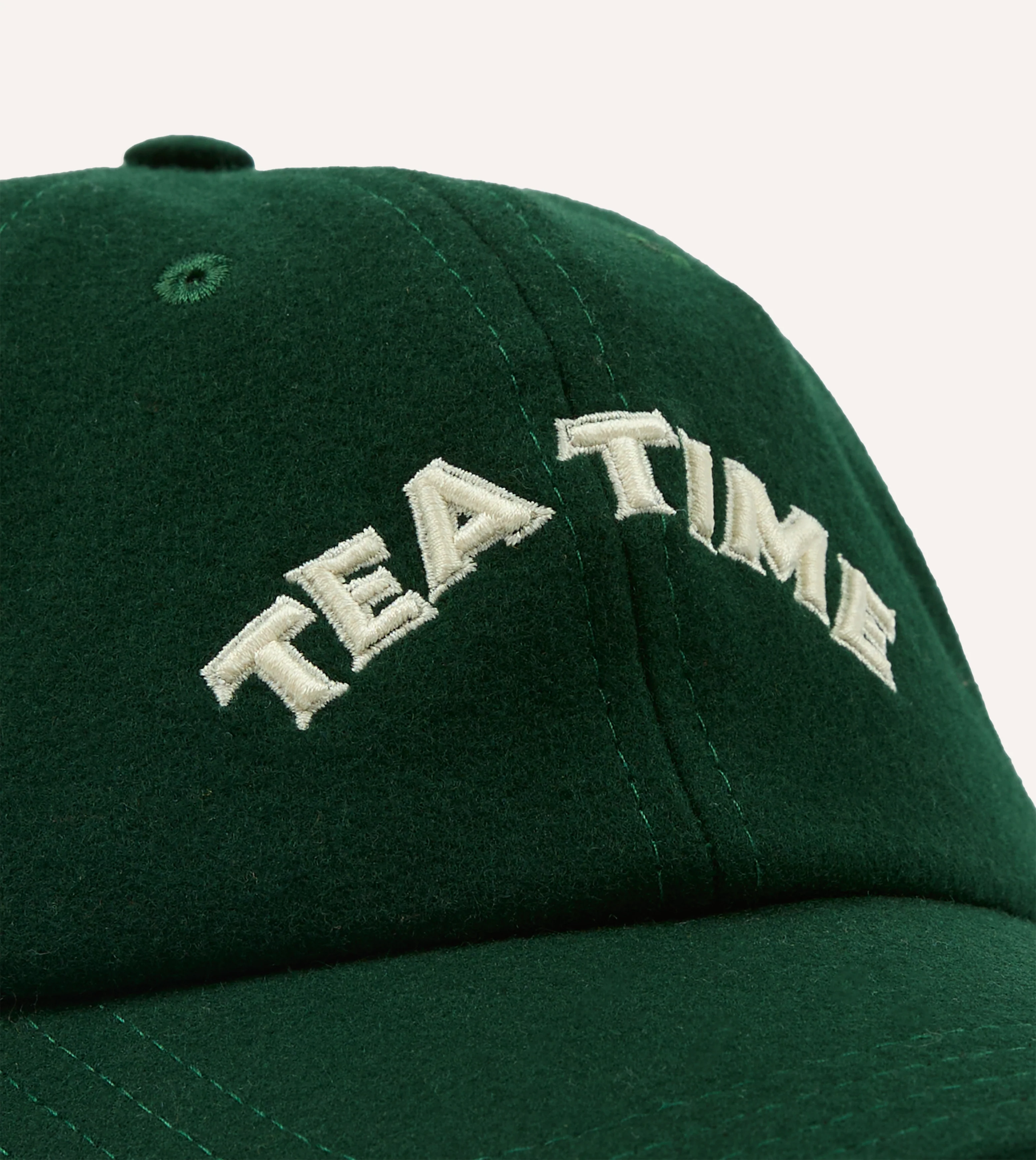 Green 'Tea Time' Wool Baseball Cap - Image 3