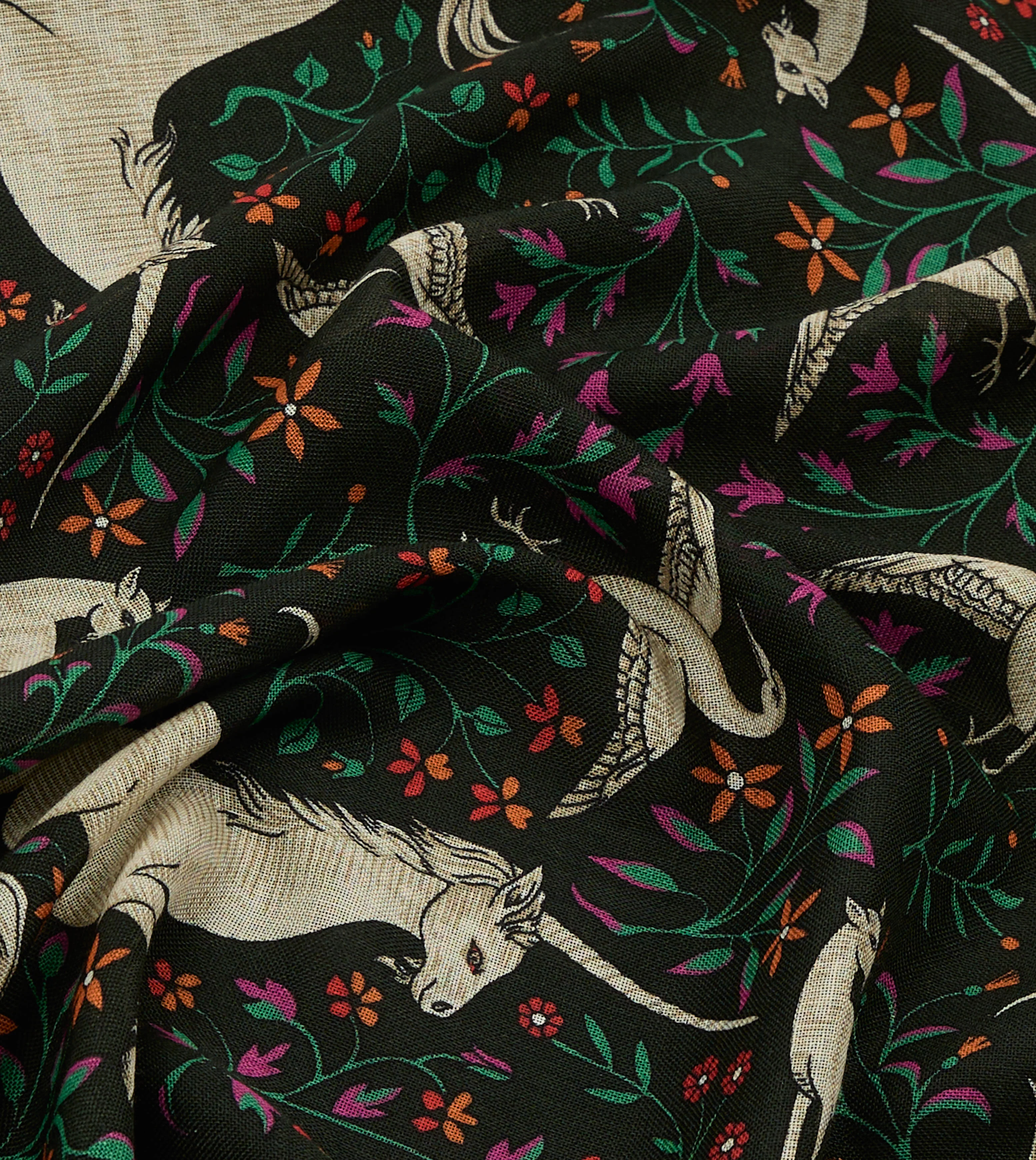 Green Unicorn Print Wool-Silk Bandana - Image 3